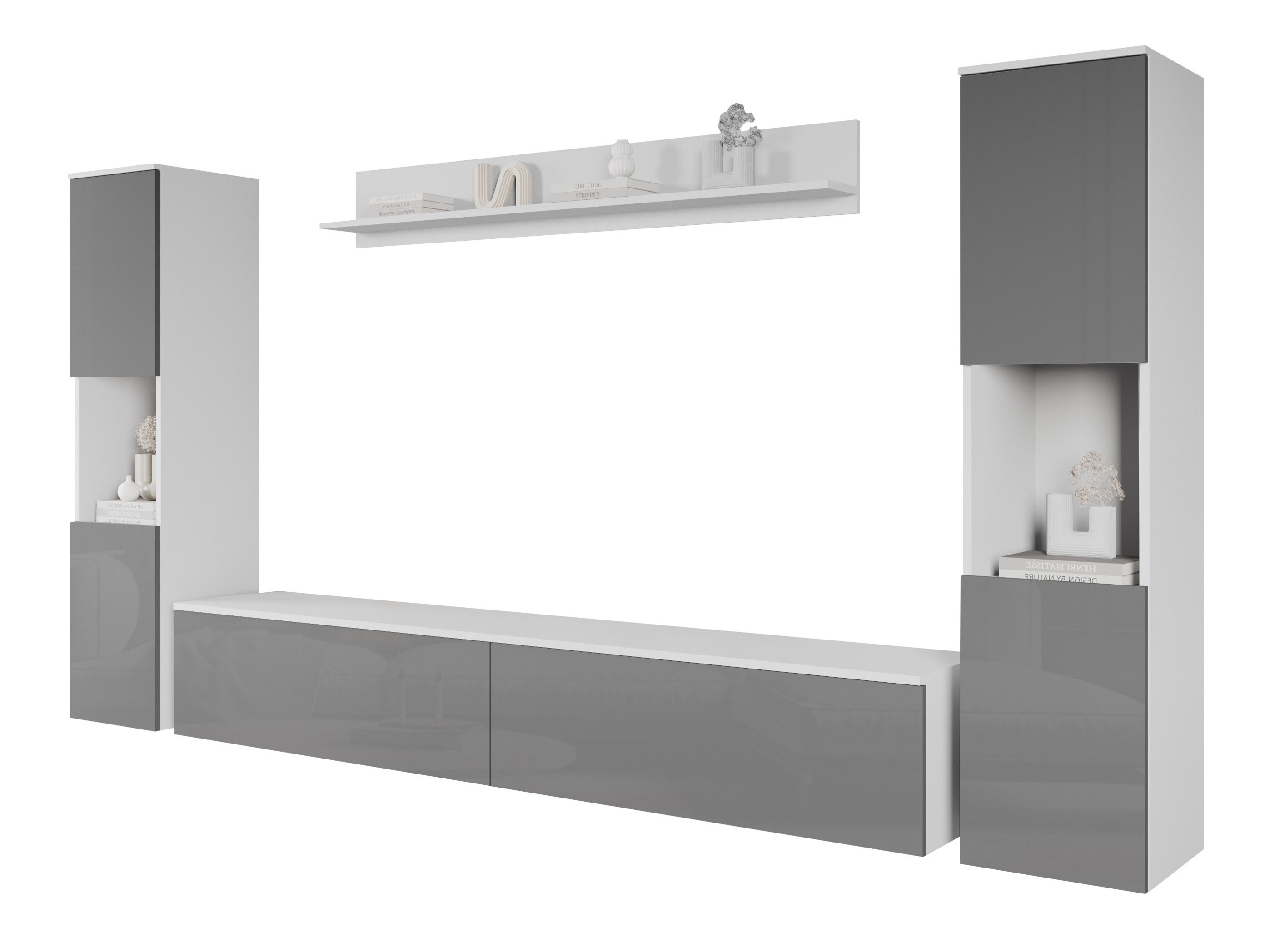 Wohnzimmer-Sets Sarasota 131 (Weiss + Grau glänzend)