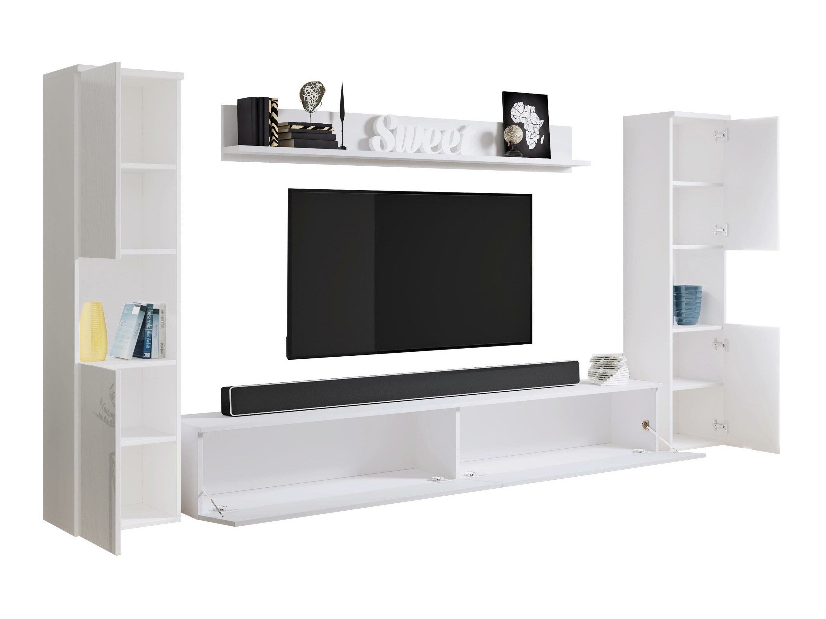 Wohnzimmer-Sets Sarasota 131 (Weiss + Grau glänzend)