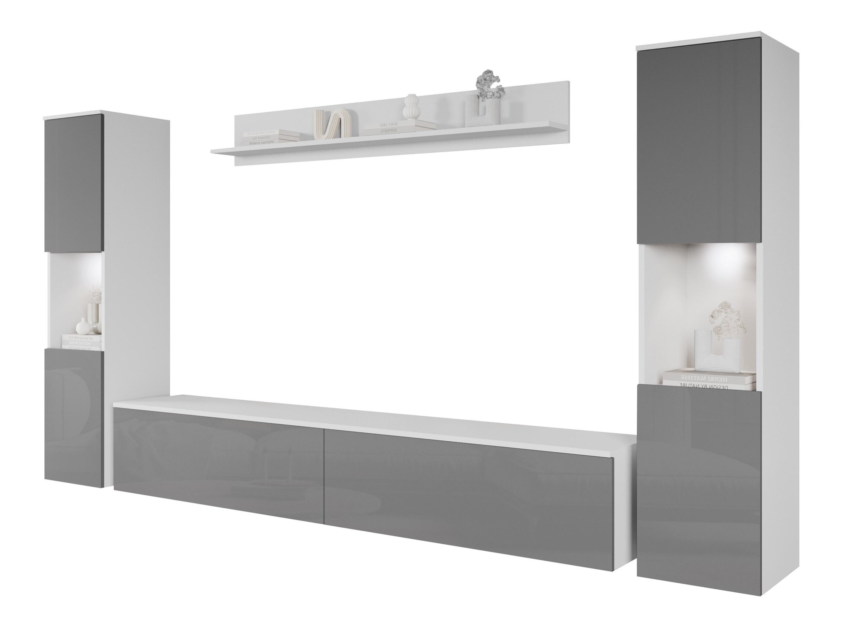 Wohnzimmer-Sets Sarasota 131 (Weiss + Grau glänzend)