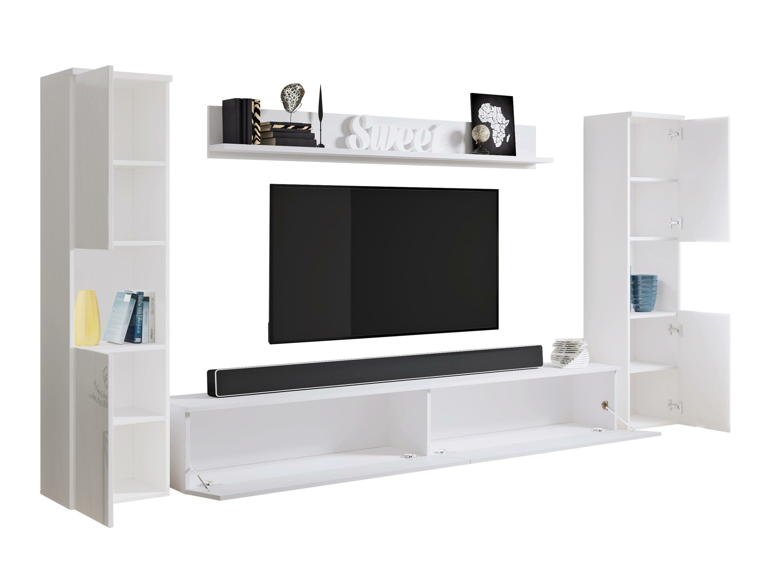 Wohnzimmer-Sets Sarasota 131 (Weiss + Grau glänzend)