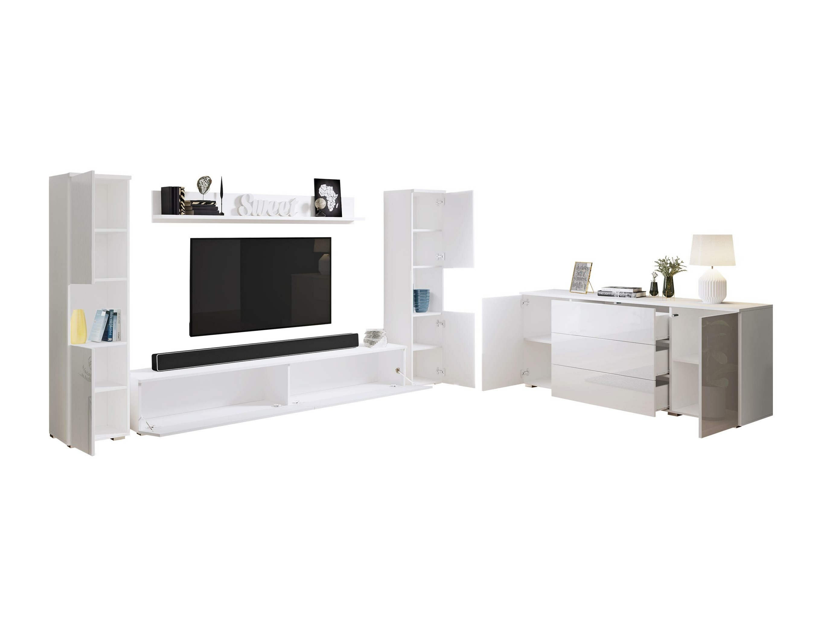 Wohnzimmer-Sets Sarasota 133 (Matera grau + Kastanienholzoptik)