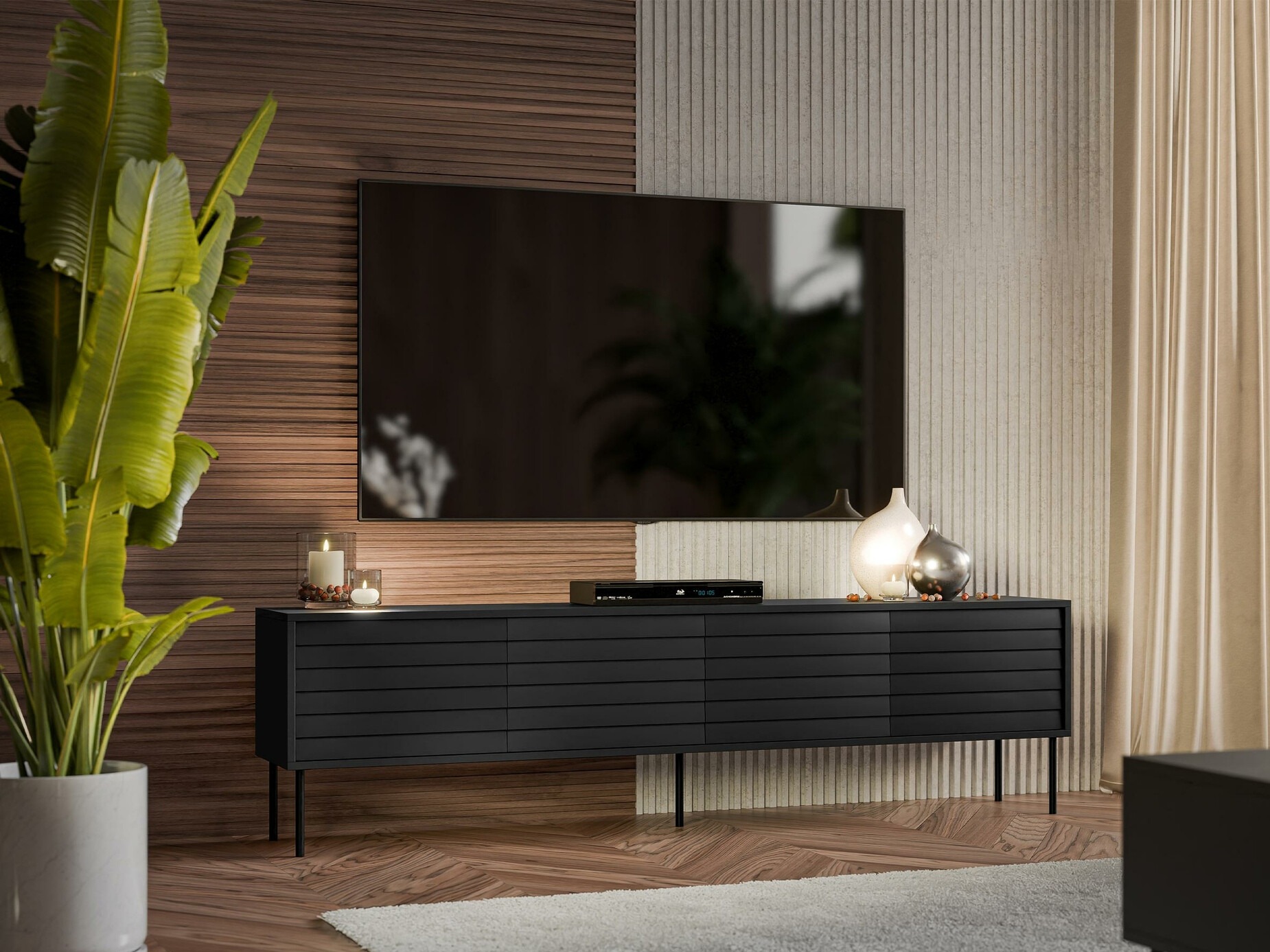 TV-Möbel Flosoru 105 (Schwarz)