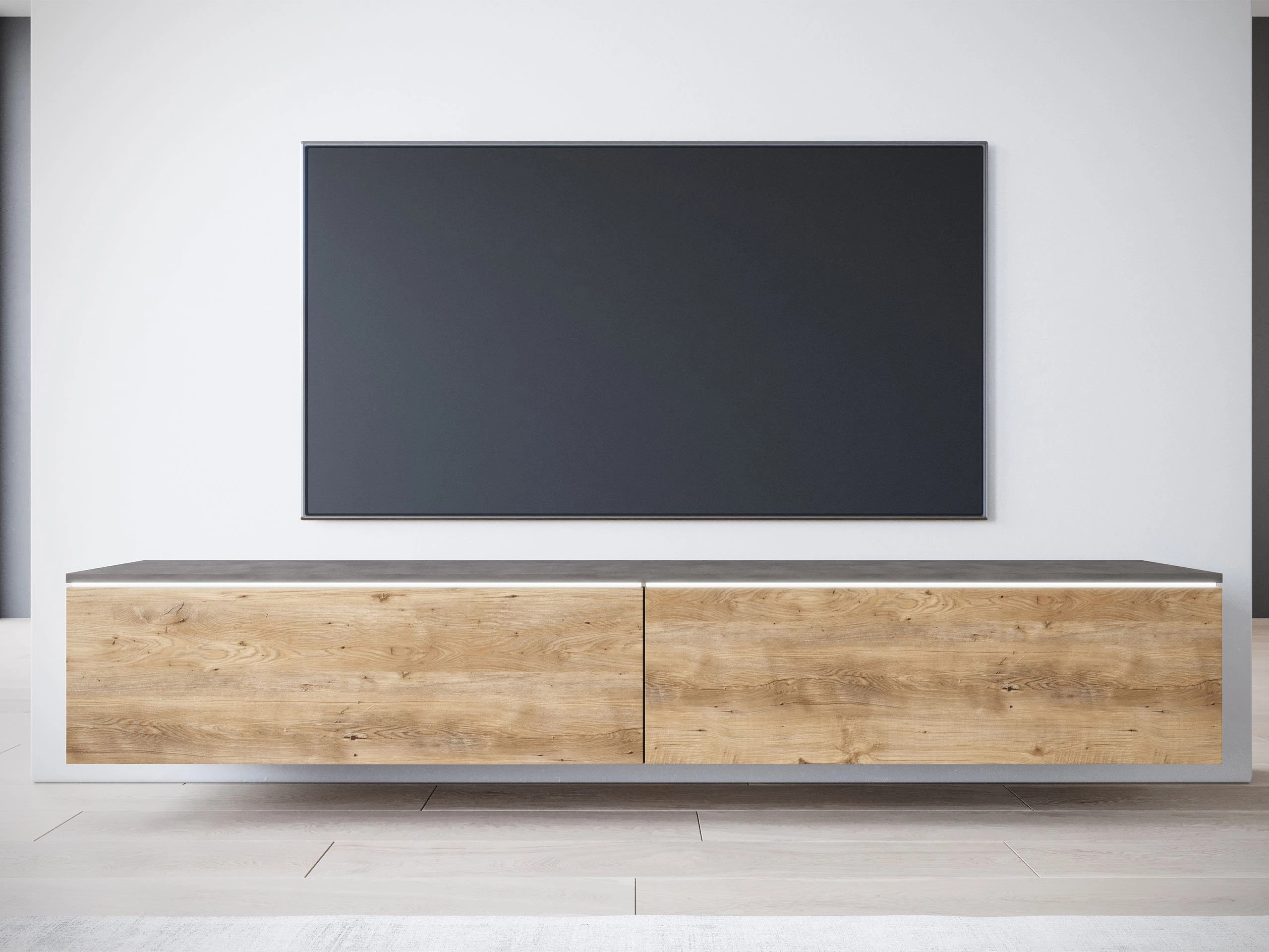 TV-Möbel Sarasota 121 (Matera grau + Kastanienholzoptik)