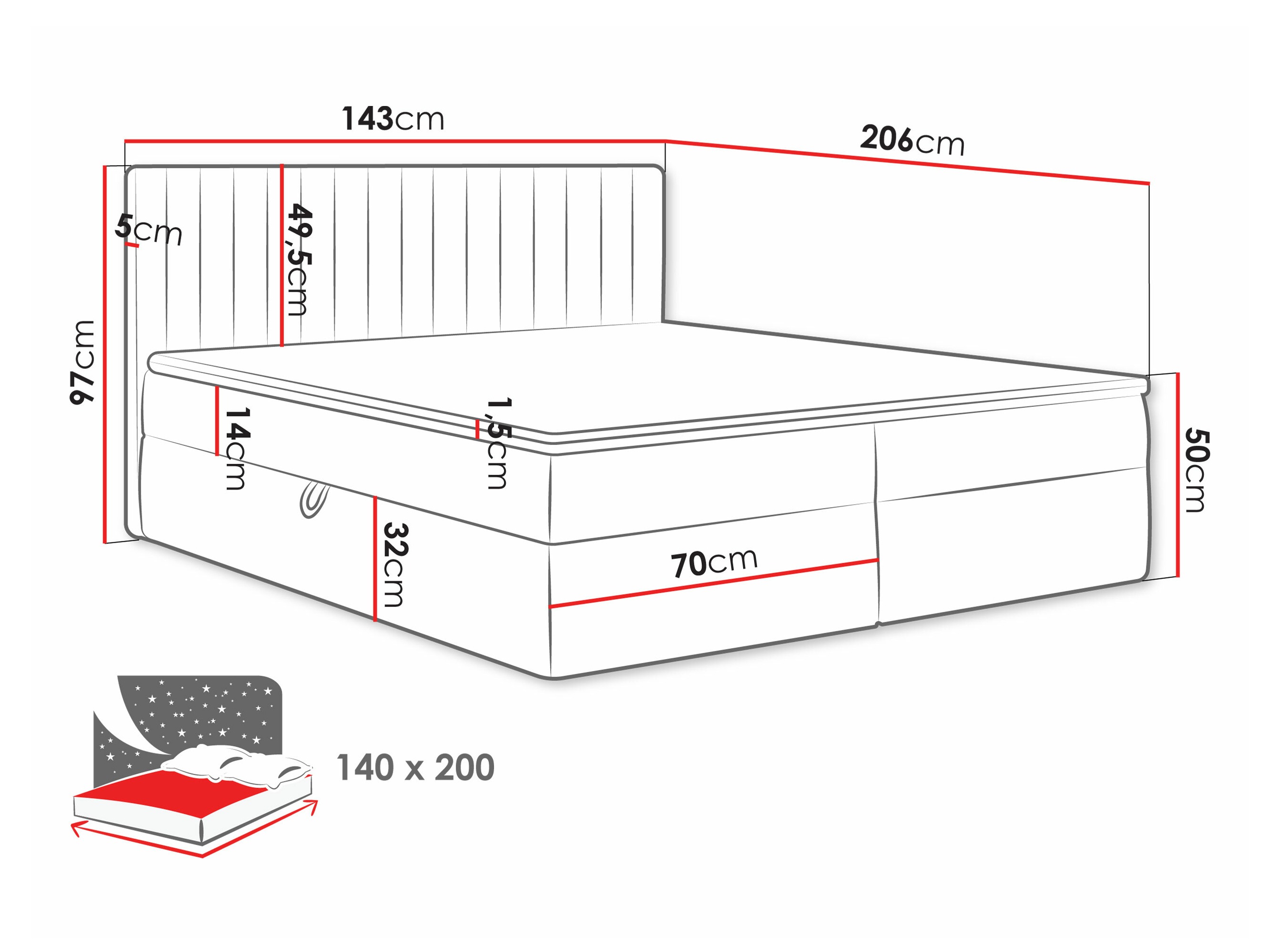 Boxspringbett Comfivo Apis I (Polo 889)