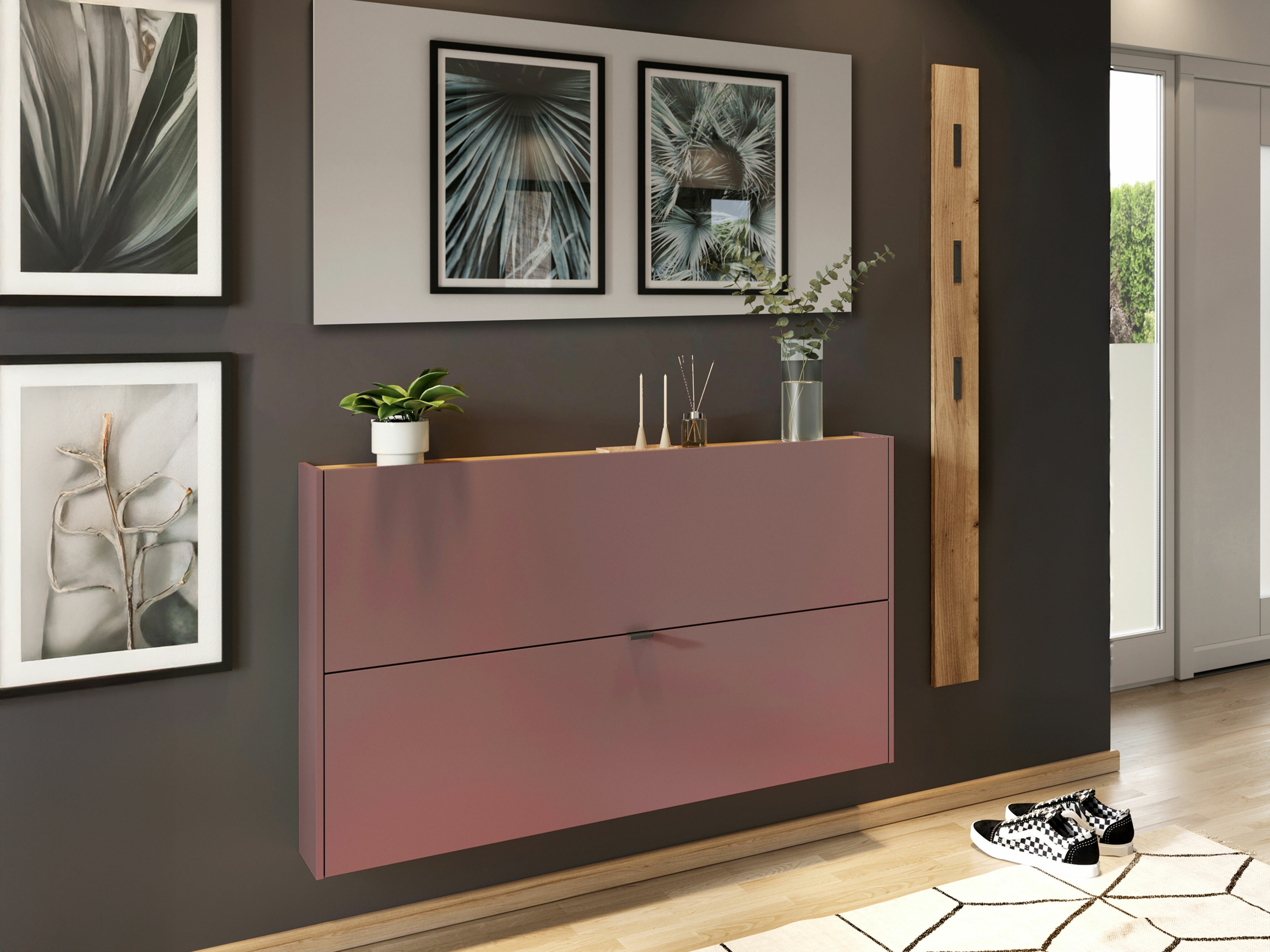 Flurgarnitur Cirsale 109 (Staubig rosa + Navarra eichenholzoptik)