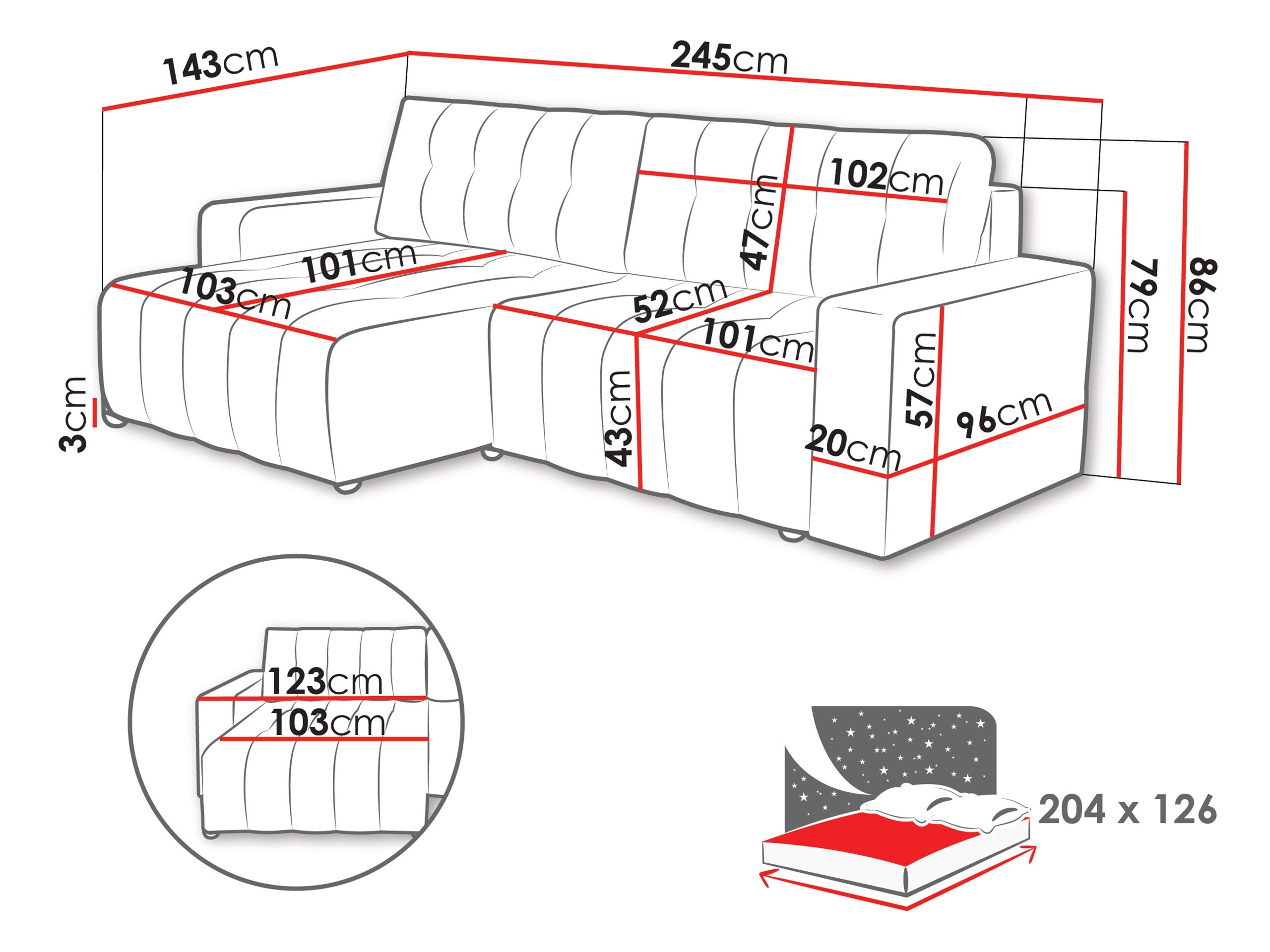 Ecksofa Providence 197 (Bravo 17)