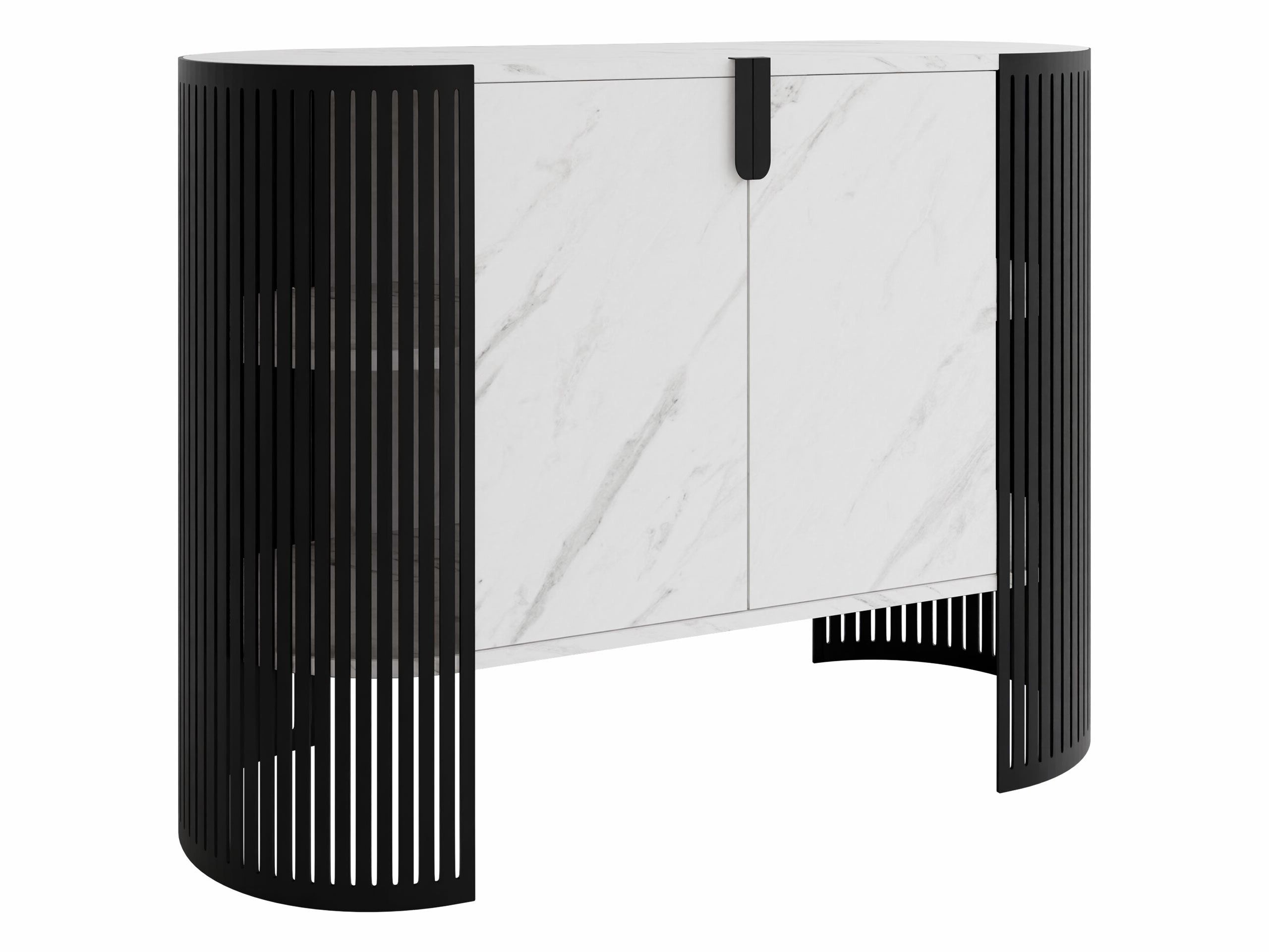 Sideboard Civer (Schwarz + Weisser Marmor)