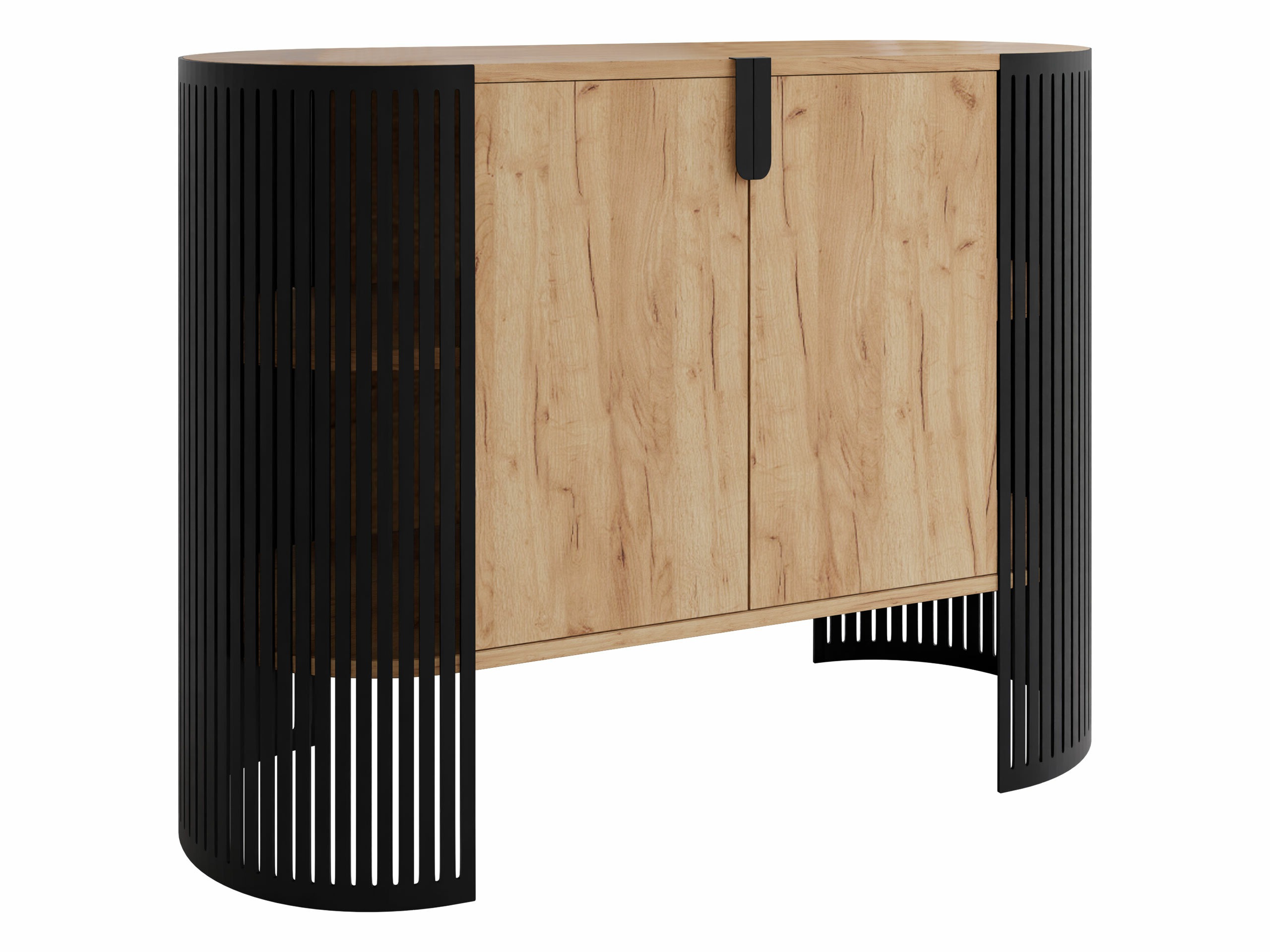 Sideboard Sordore 129 (Schwarz + Craft goldene Eichenholzoptik)