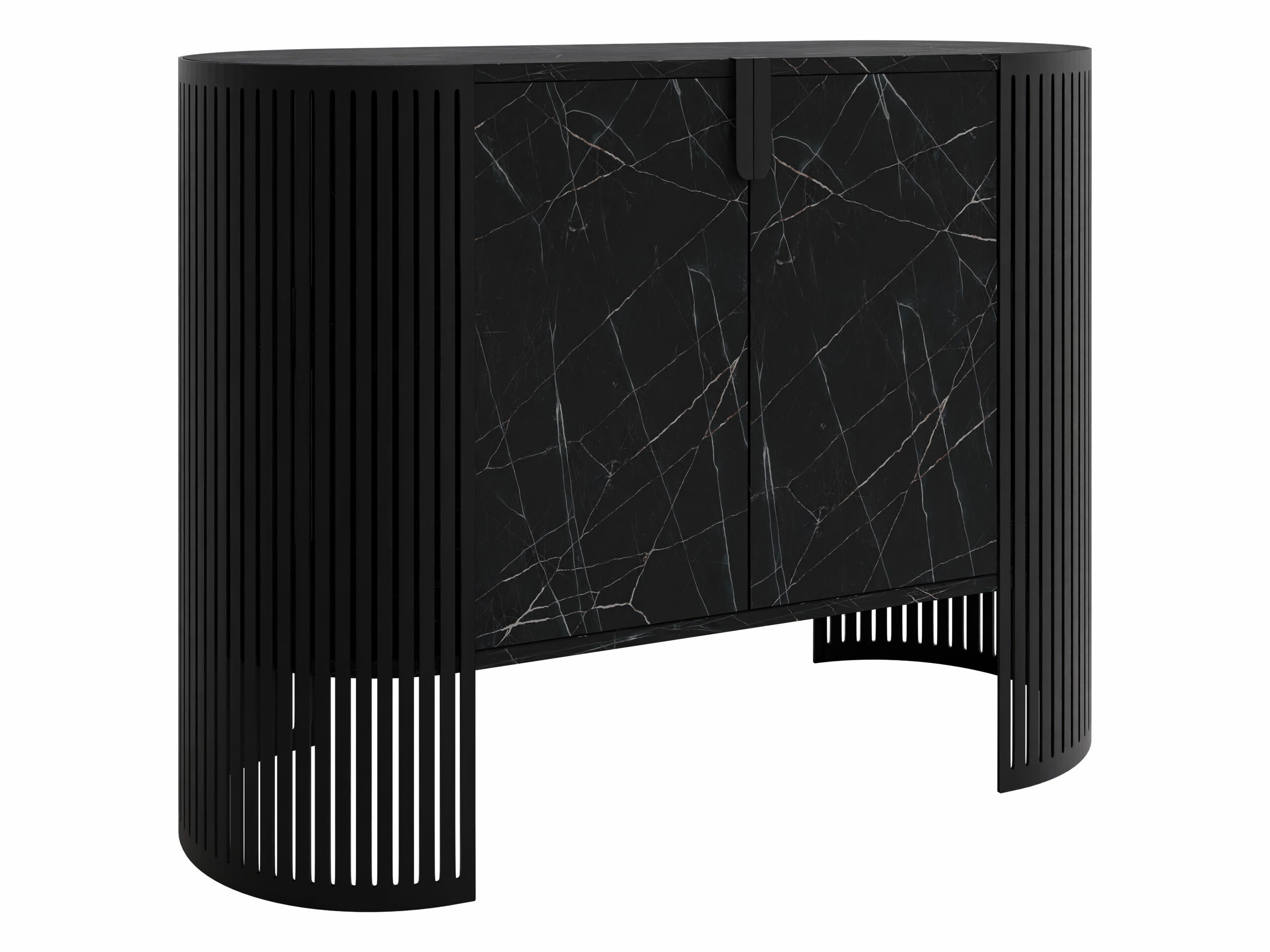 Sideboard Sordore 129 (Schwarz + Schwarzer Marmor)