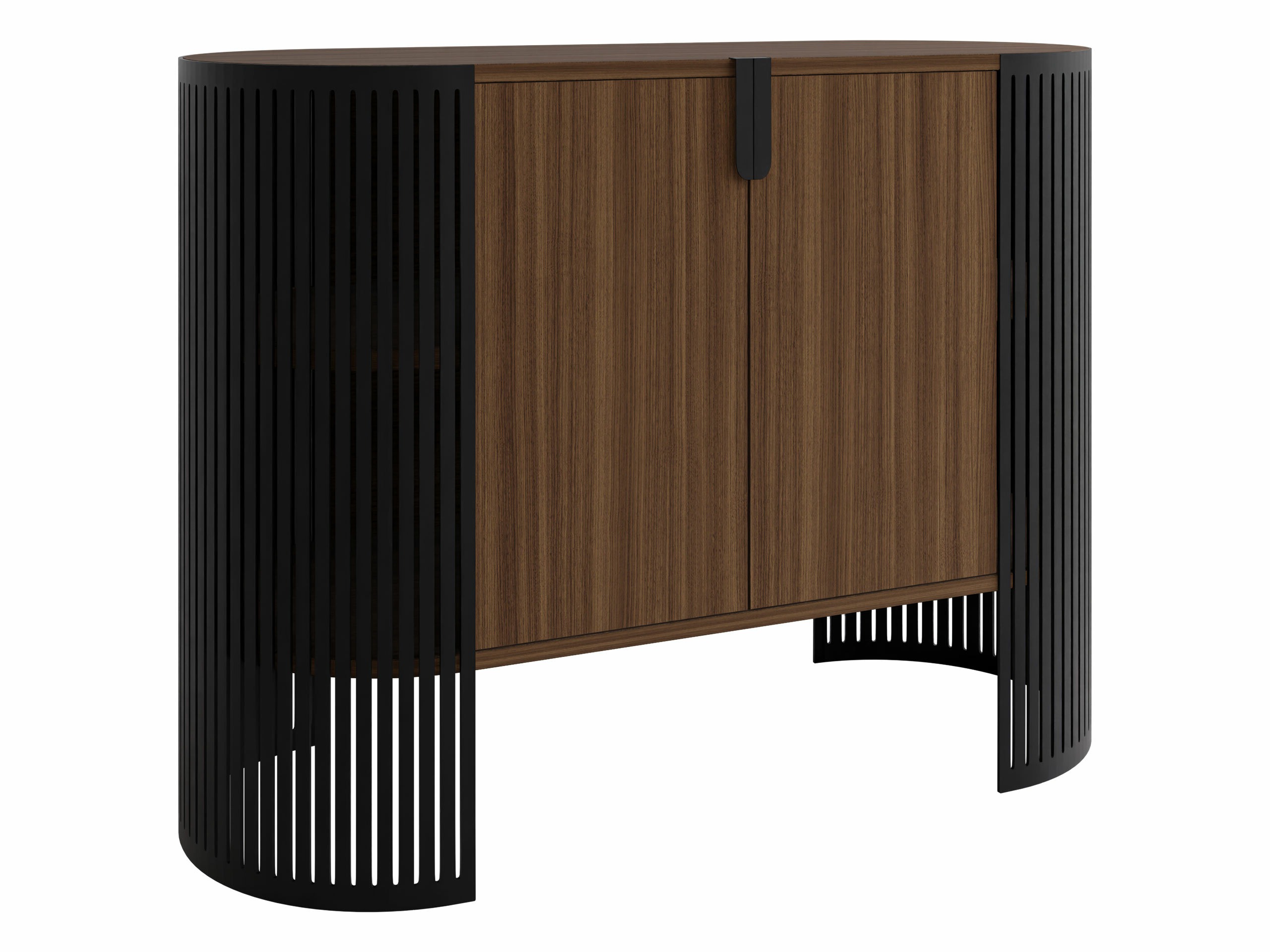 Sideboard Sordore 129 (Schwarz + Walnussholzoptik)