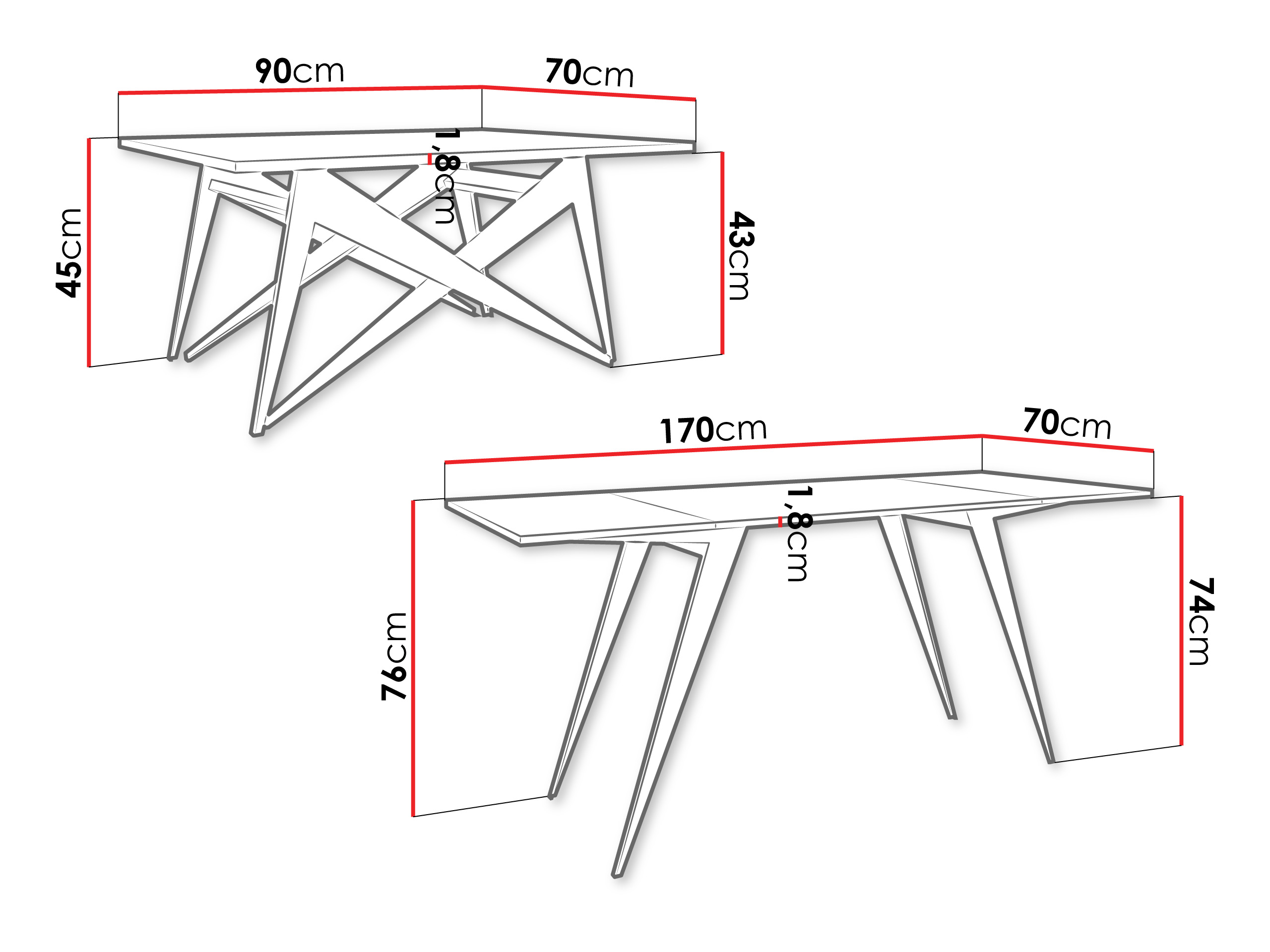 Couchtisch-Transformer Oswego 150 (Schwarzer Marmor + Schwarz)