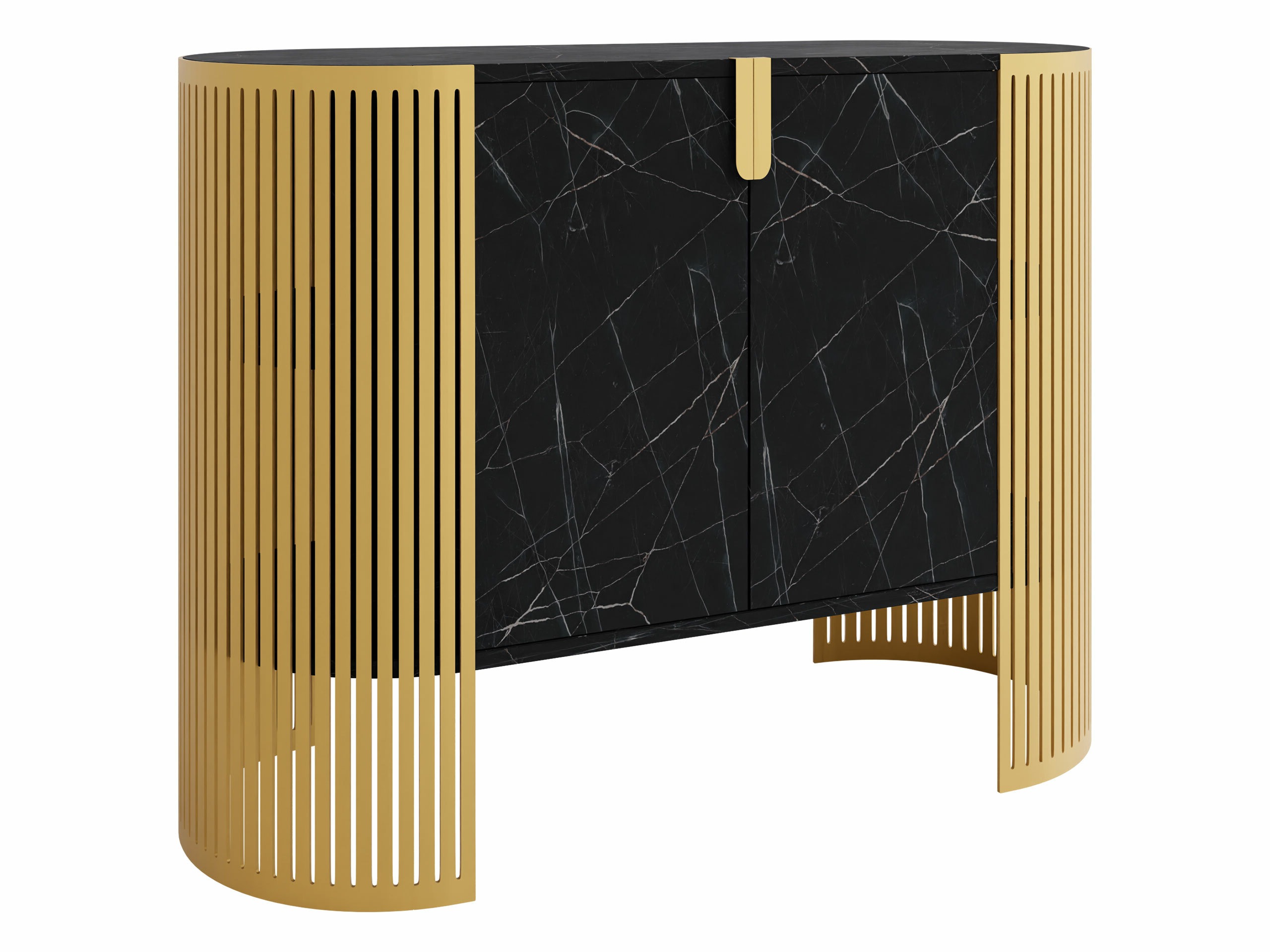 Sideboard Civer II (Gold + Schwarzer Marmor)
