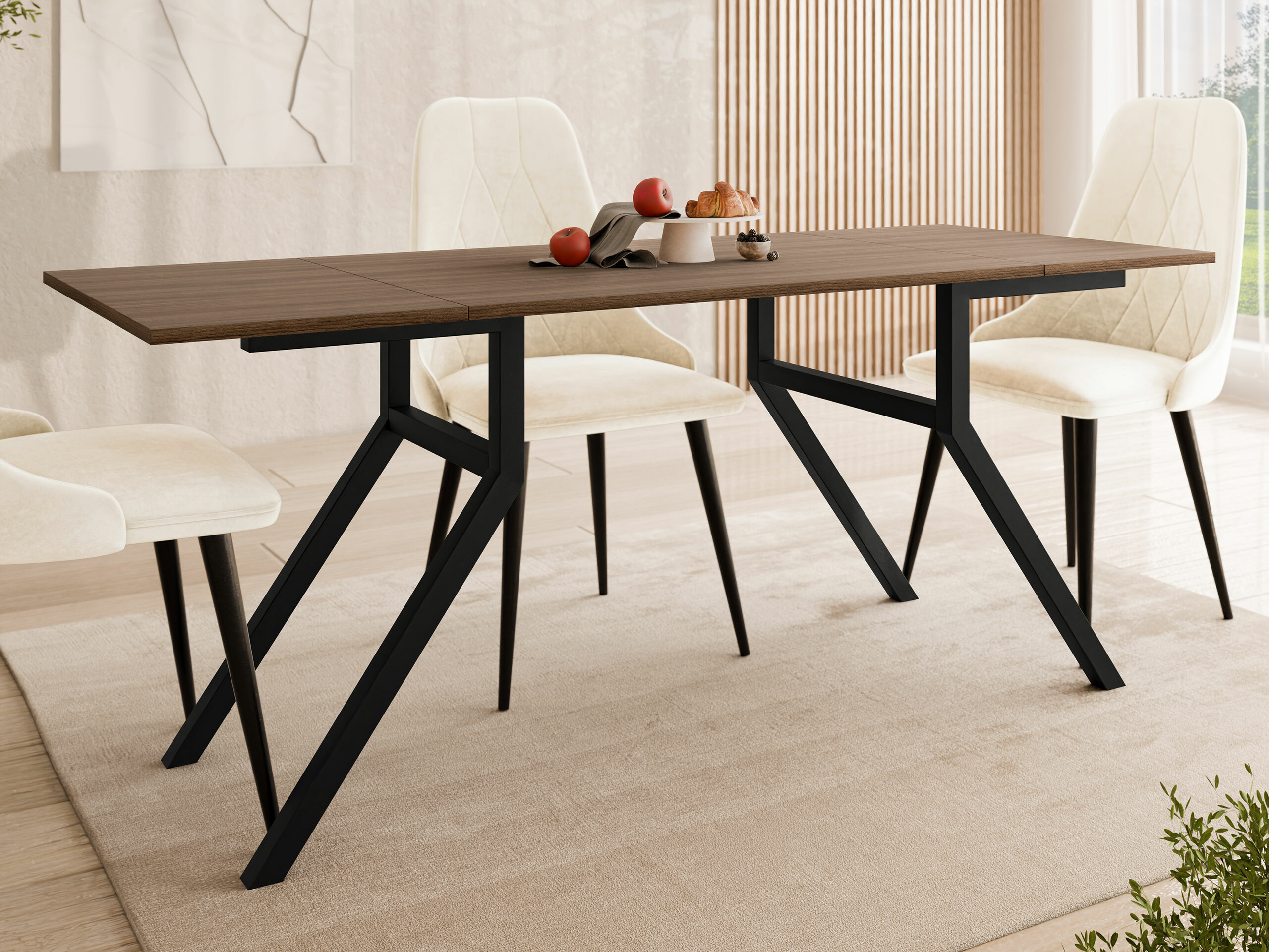 Couchtisch-Transformer Oswego 151 (Walnussholzoptik + Schwarz)