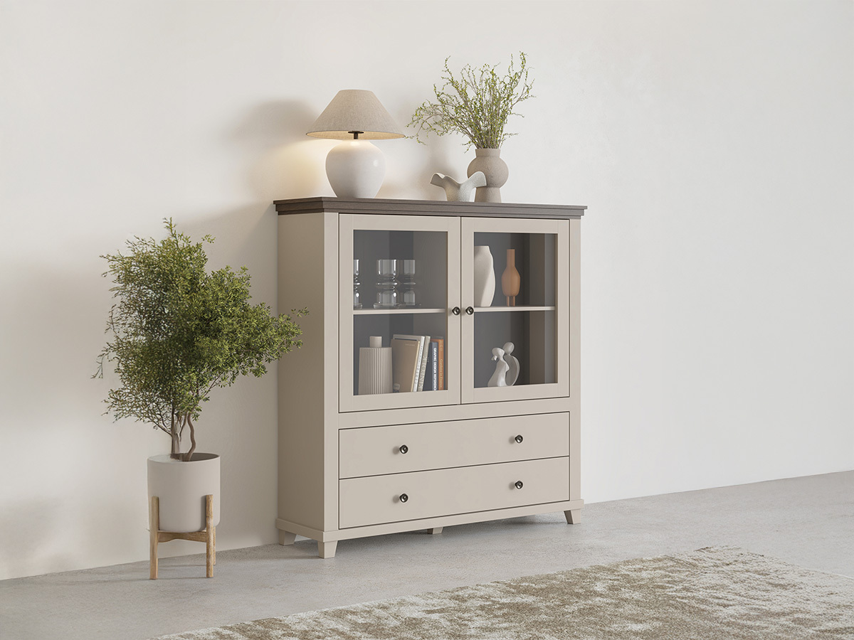 Kommoden Tolnue 105 (Hellbeige + Eichenholzoptik)