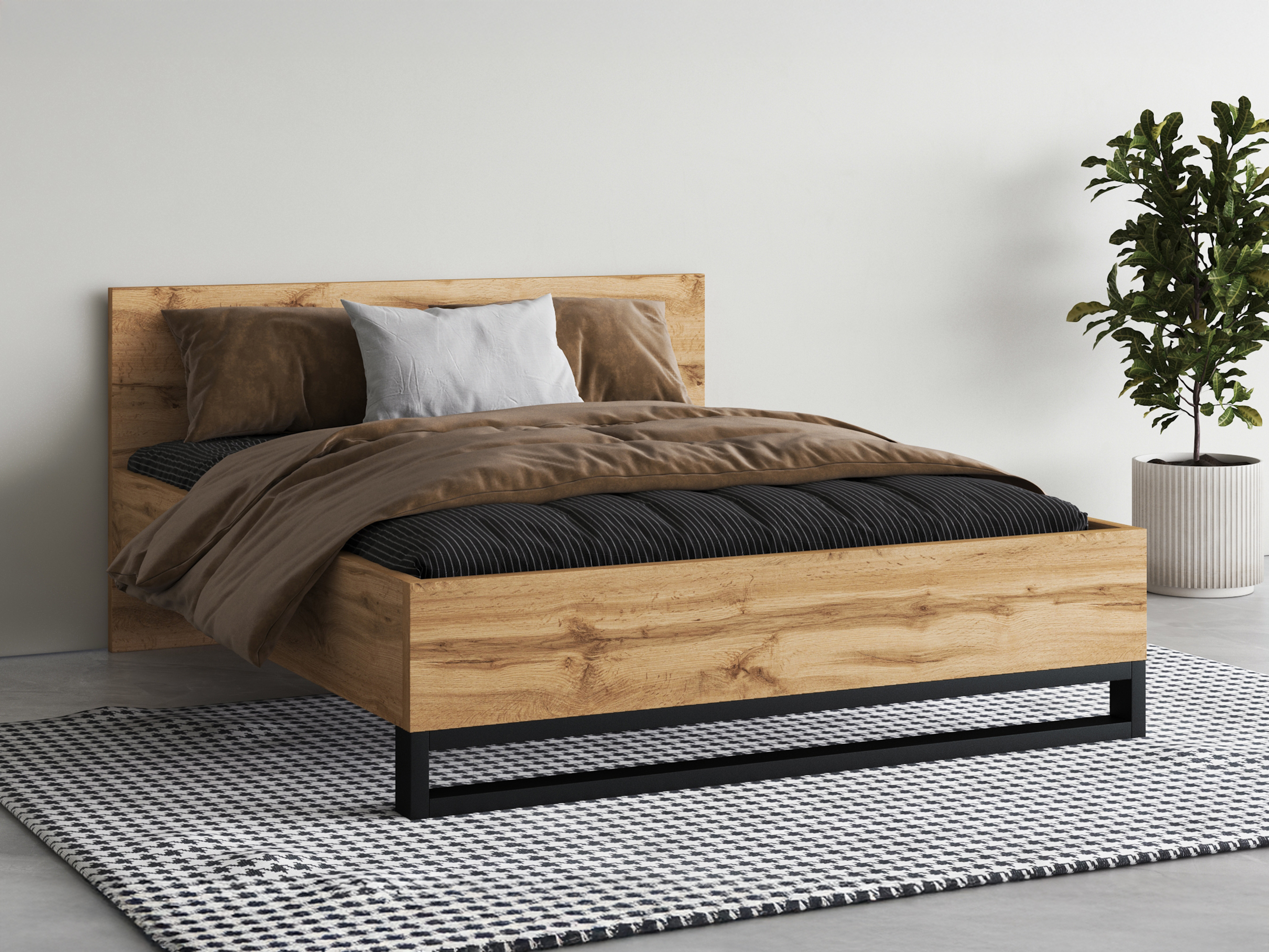 Bett Avicavu 118 (Wotan Eiche + Schwarz)