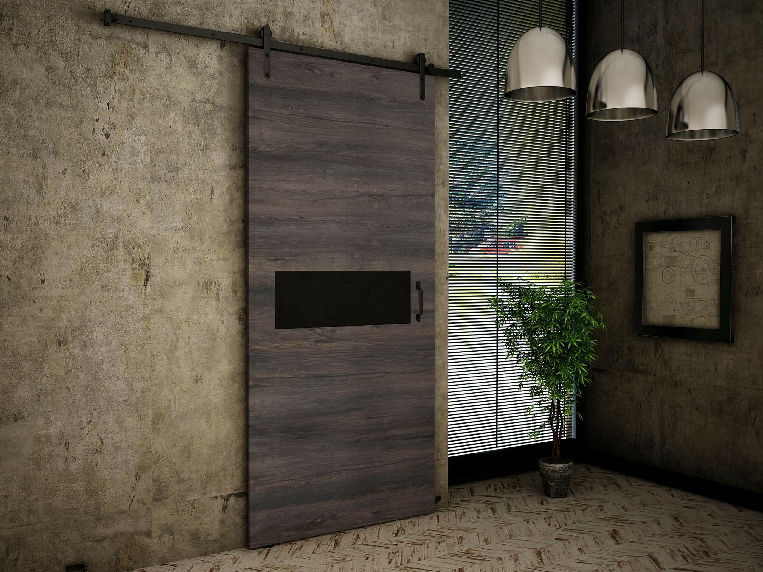 Schwebetür Dover 158 (Esche dunkel + Schwarz)