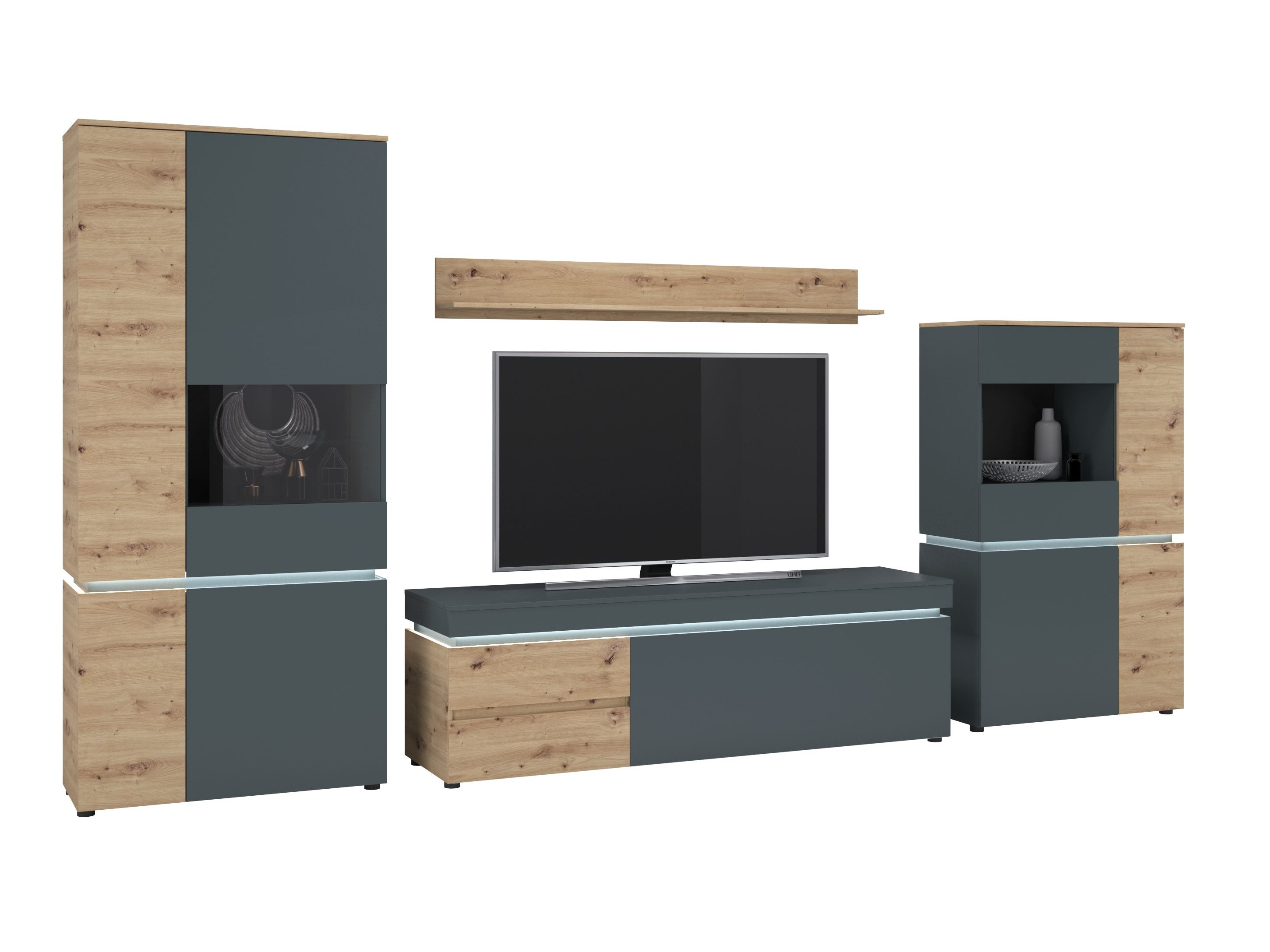 Wohnzimmer-Sets Ontario 176 (Artisan Eichenholzoptik + Grau)