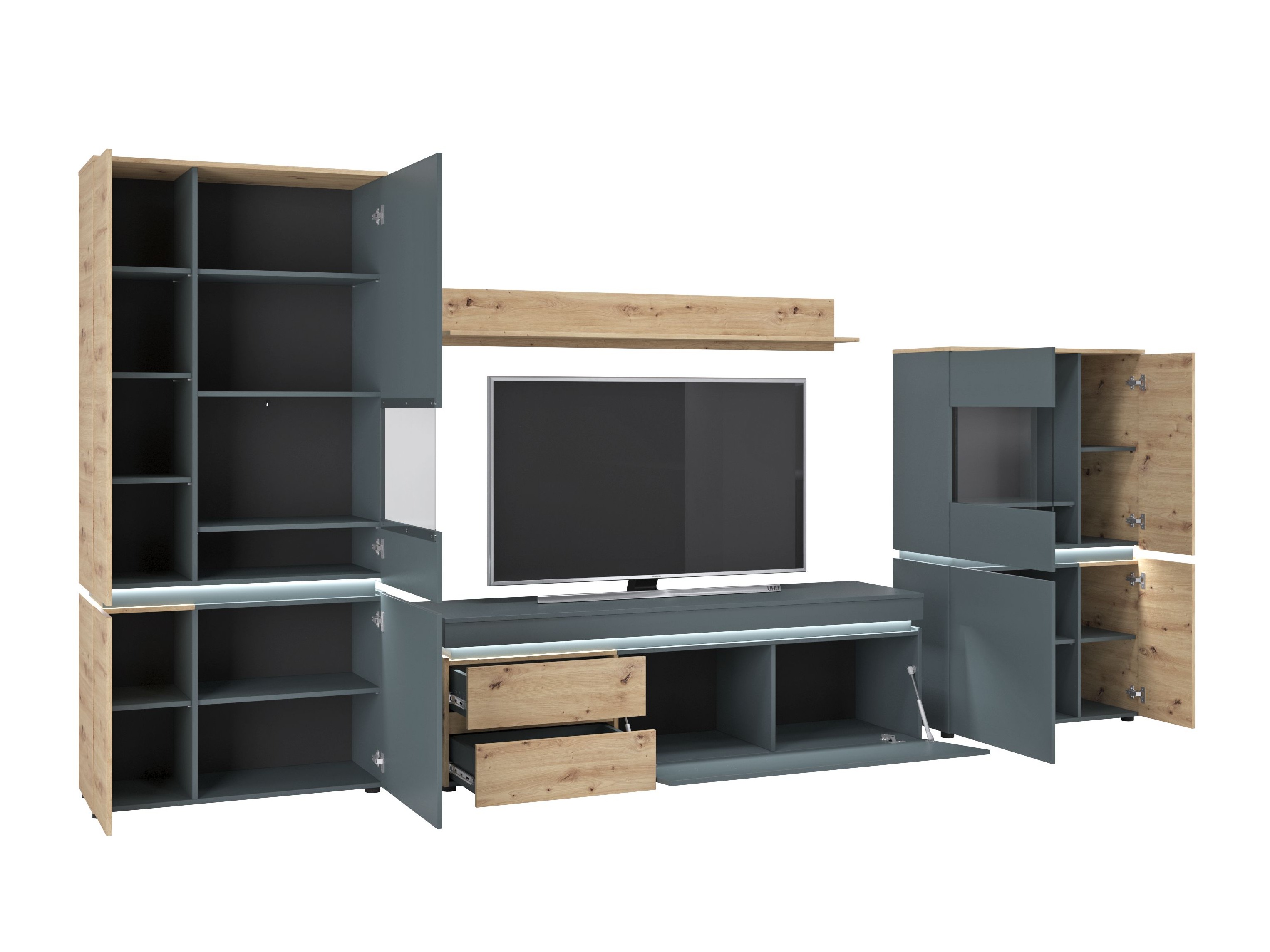 Wohnzimmer-Sets Ontario 176 (Artisan Eichenholzoptik + Grau)