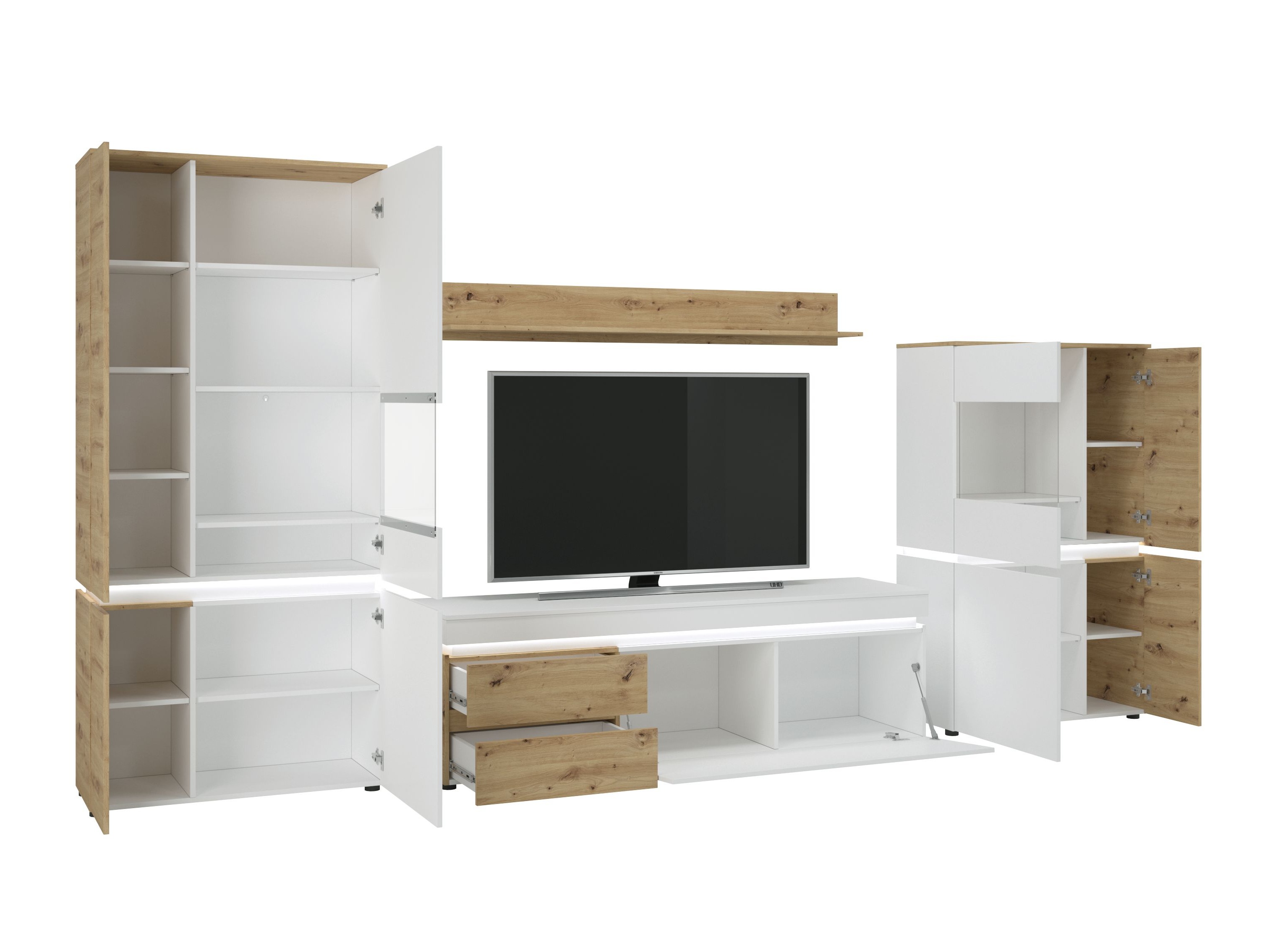 Wohnzimmer-Sets Ontario 176 (Artisan Eichenholzoptik + Weiss)