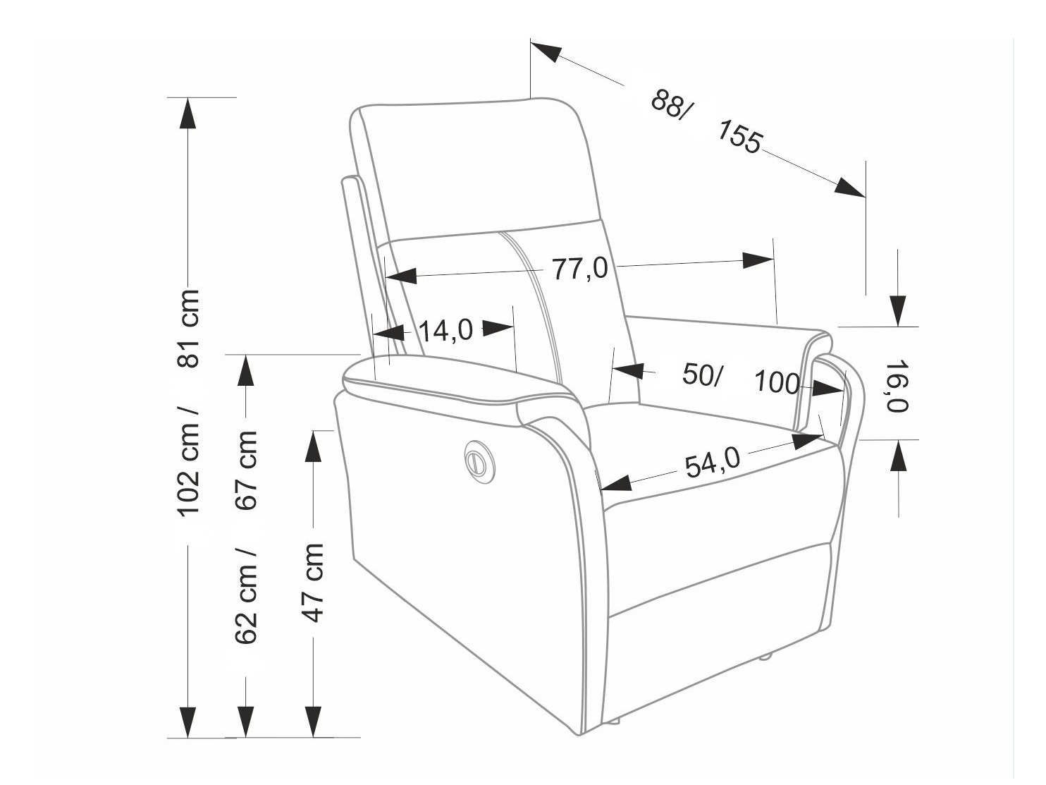 Sessel Liegesessel Houston 2081 (Grau)