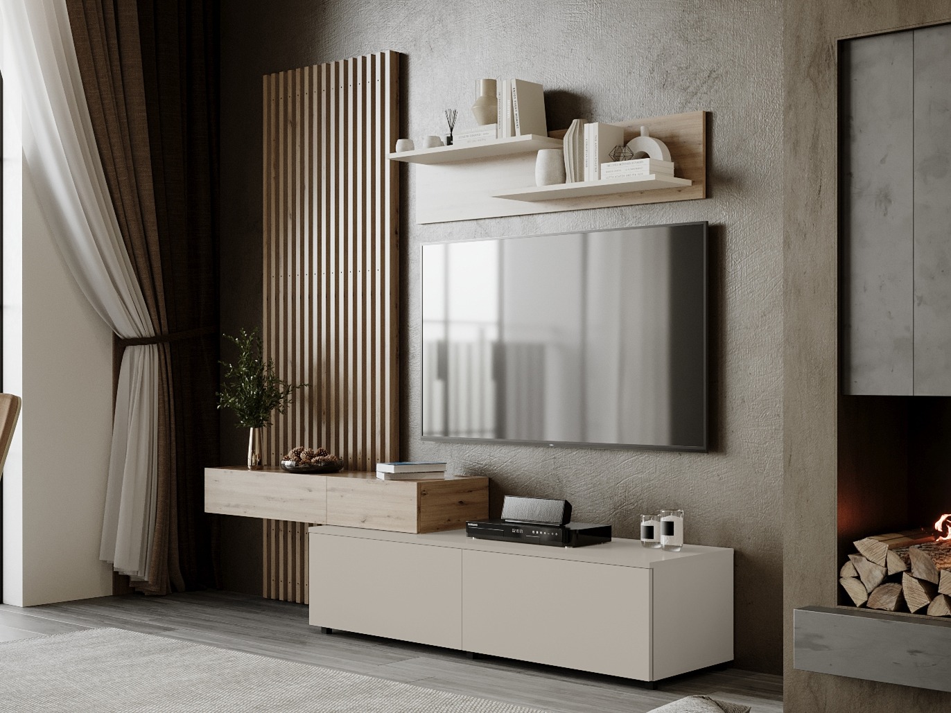 Wohnzimmer-Sets Houston 2086 (Artisan Eichenholzoptik + Kaschmir)