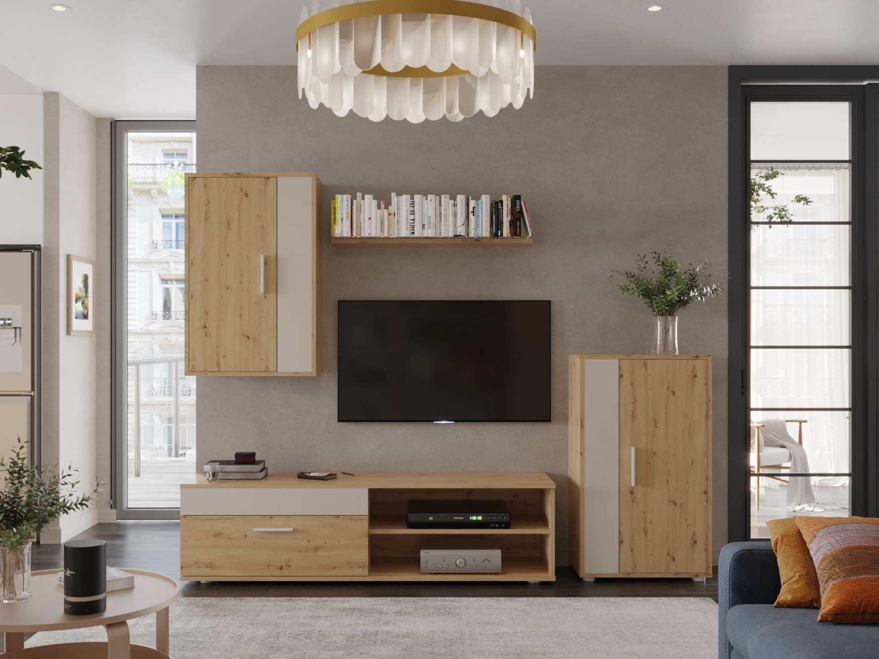 Wohnzimmer-Sets Houston 2087 (Artisan Eichenholzoptik + Kaschmir)