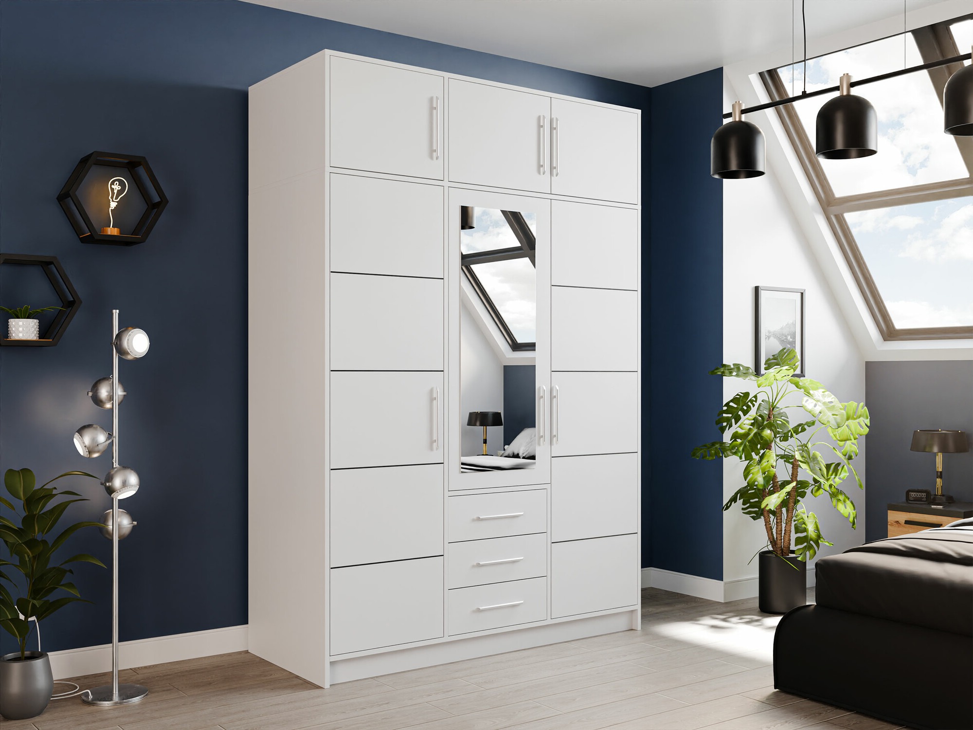 Kleiderschrank Dortivu 153 (Weiss)