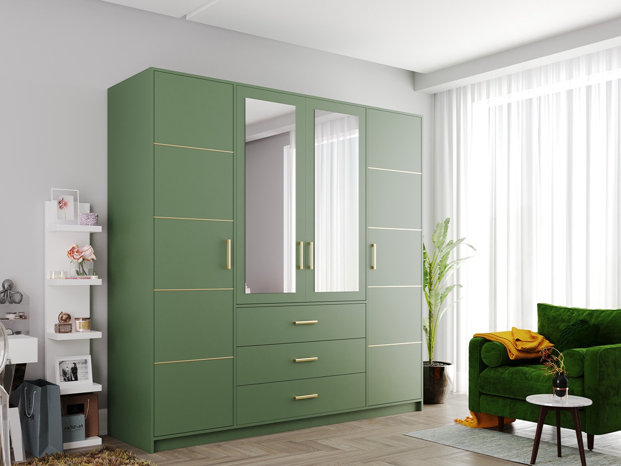 Kleiderschrank Rosa I (Grün)