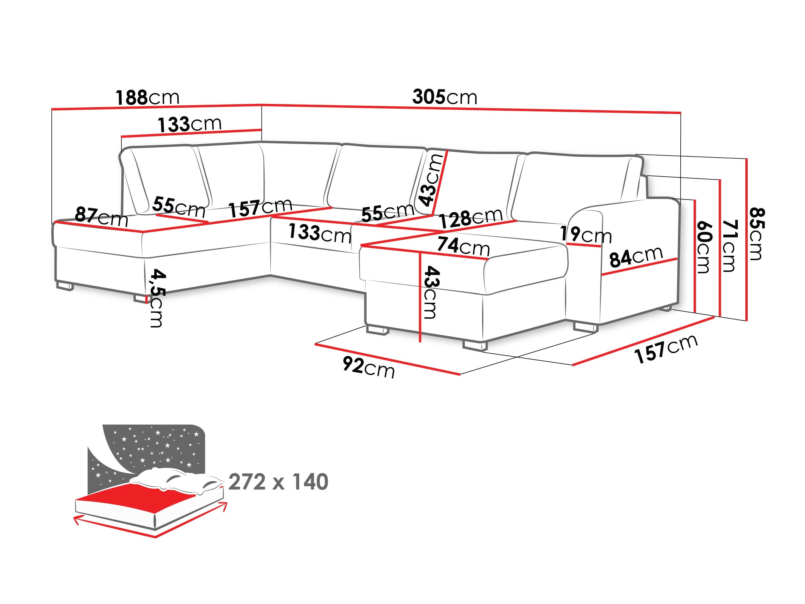 Ecksofa Comfivo Flumen (Zoya 03)