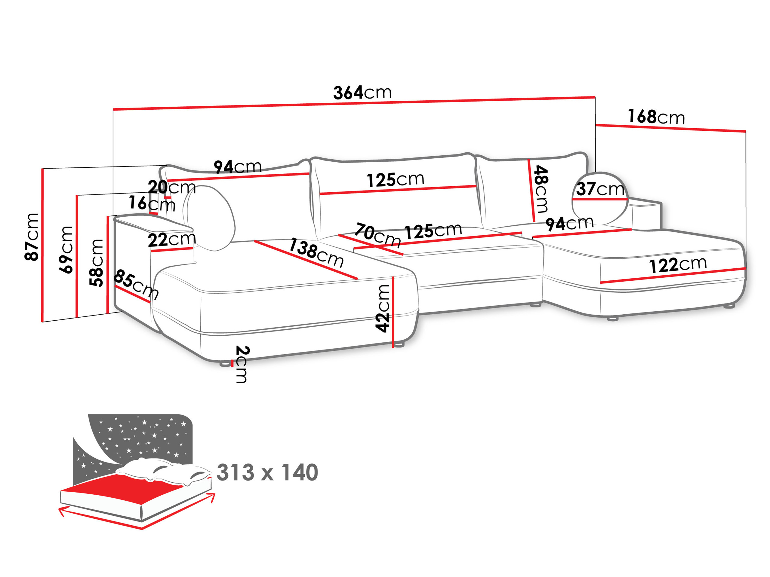Ecksofa Bountiful 100 (Velo 623)