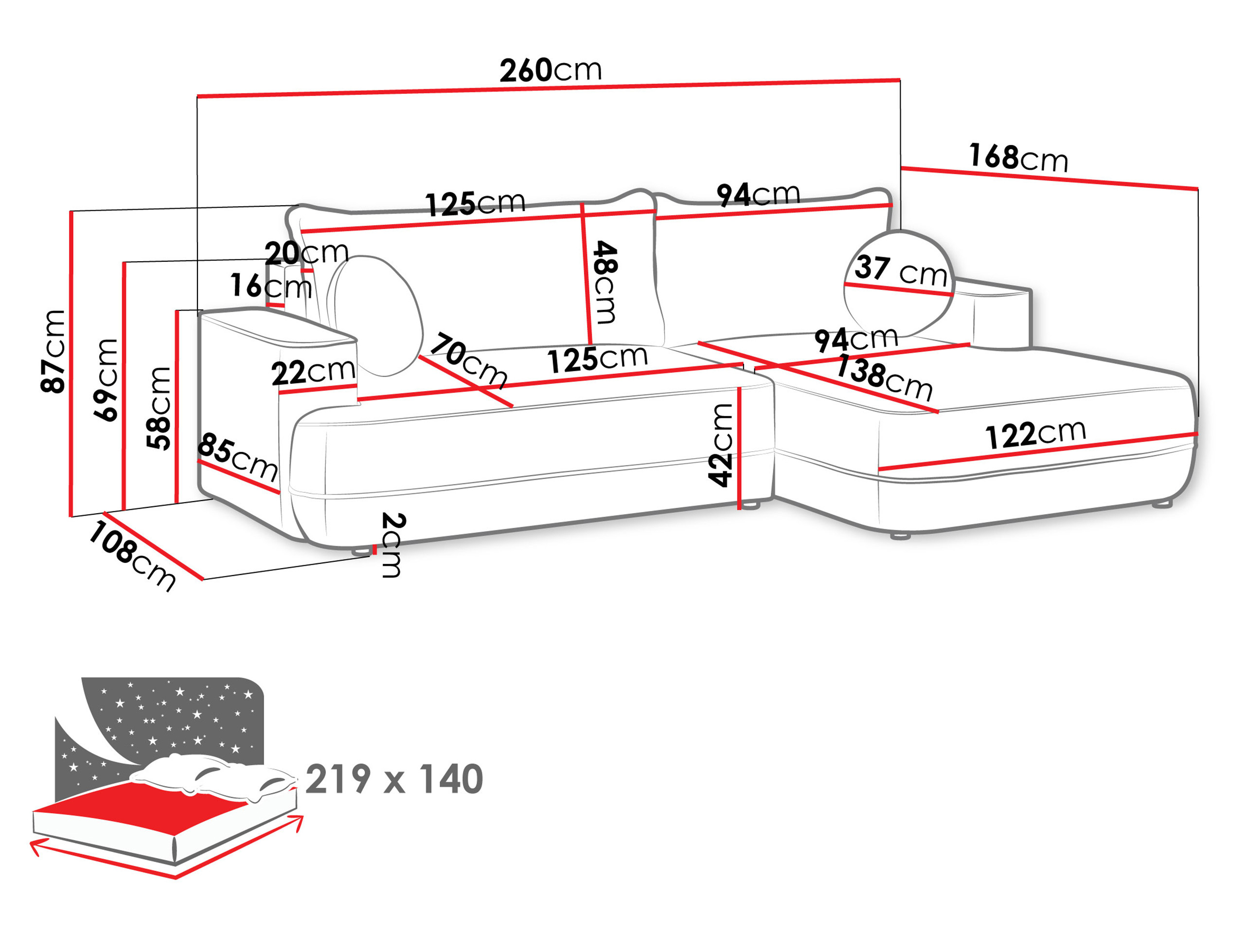 Ecksofa Magal I (Velo 623)