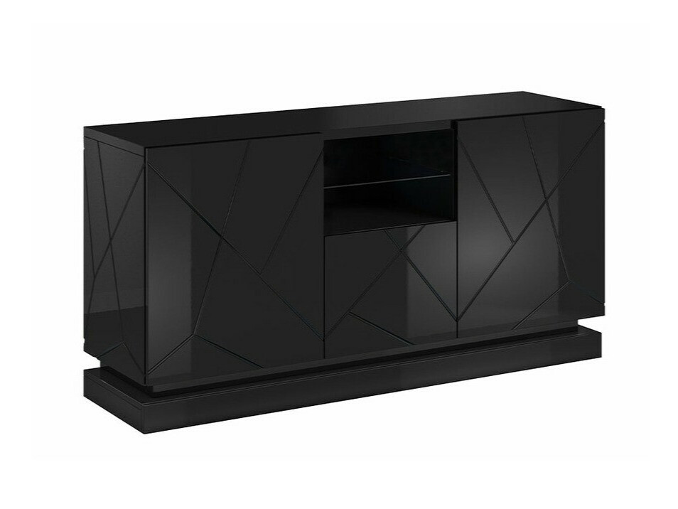 Sideboard Linar (Schwarz + Schwarz glänzend)