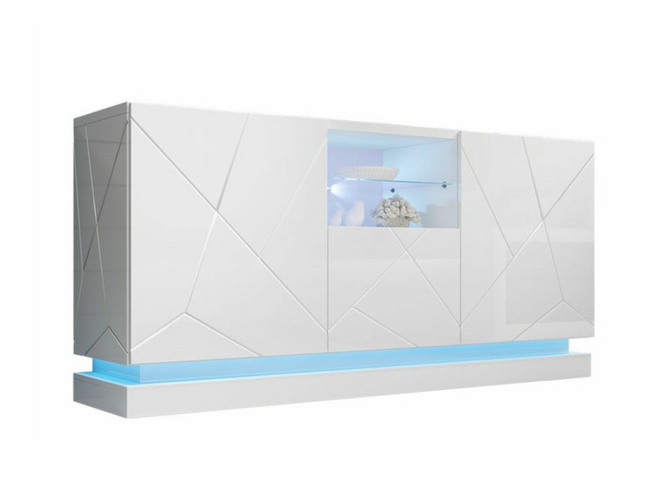 Sideboard Linar (Weiss + Weiss glänzend)