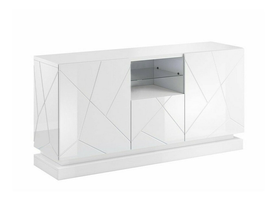 Sideboard Linar (Weiss + Weiss glänzend)