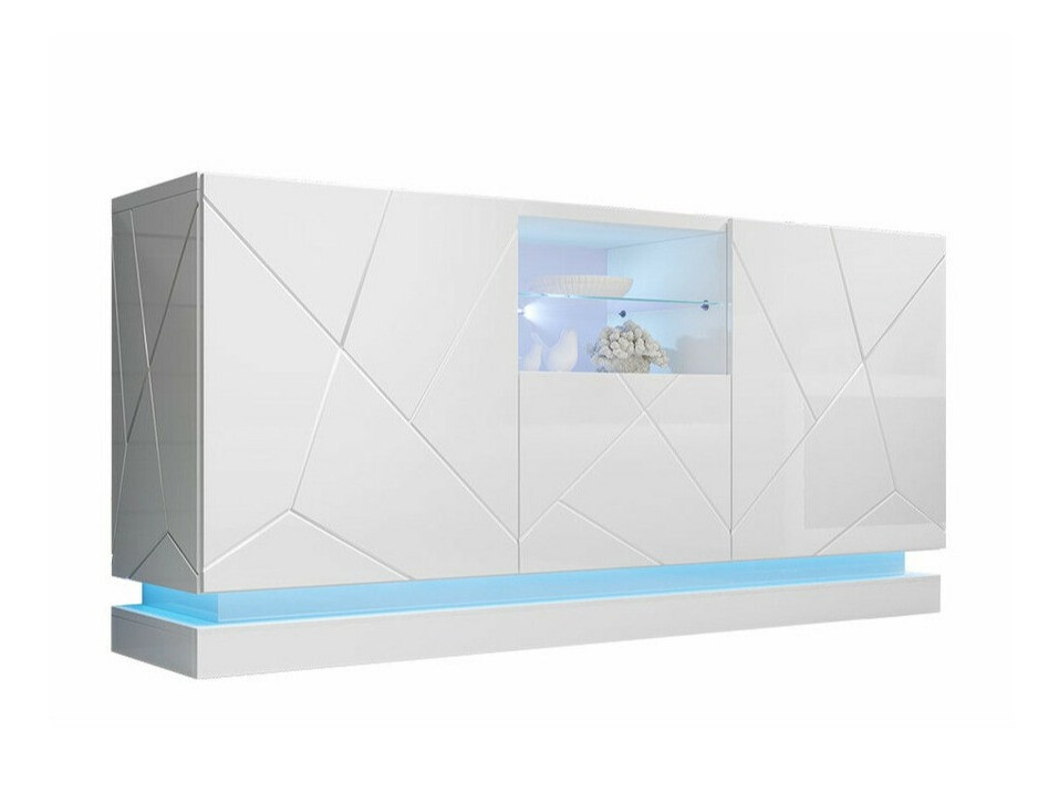 Sideboard Linar (Weiss + Weiss glänzend)