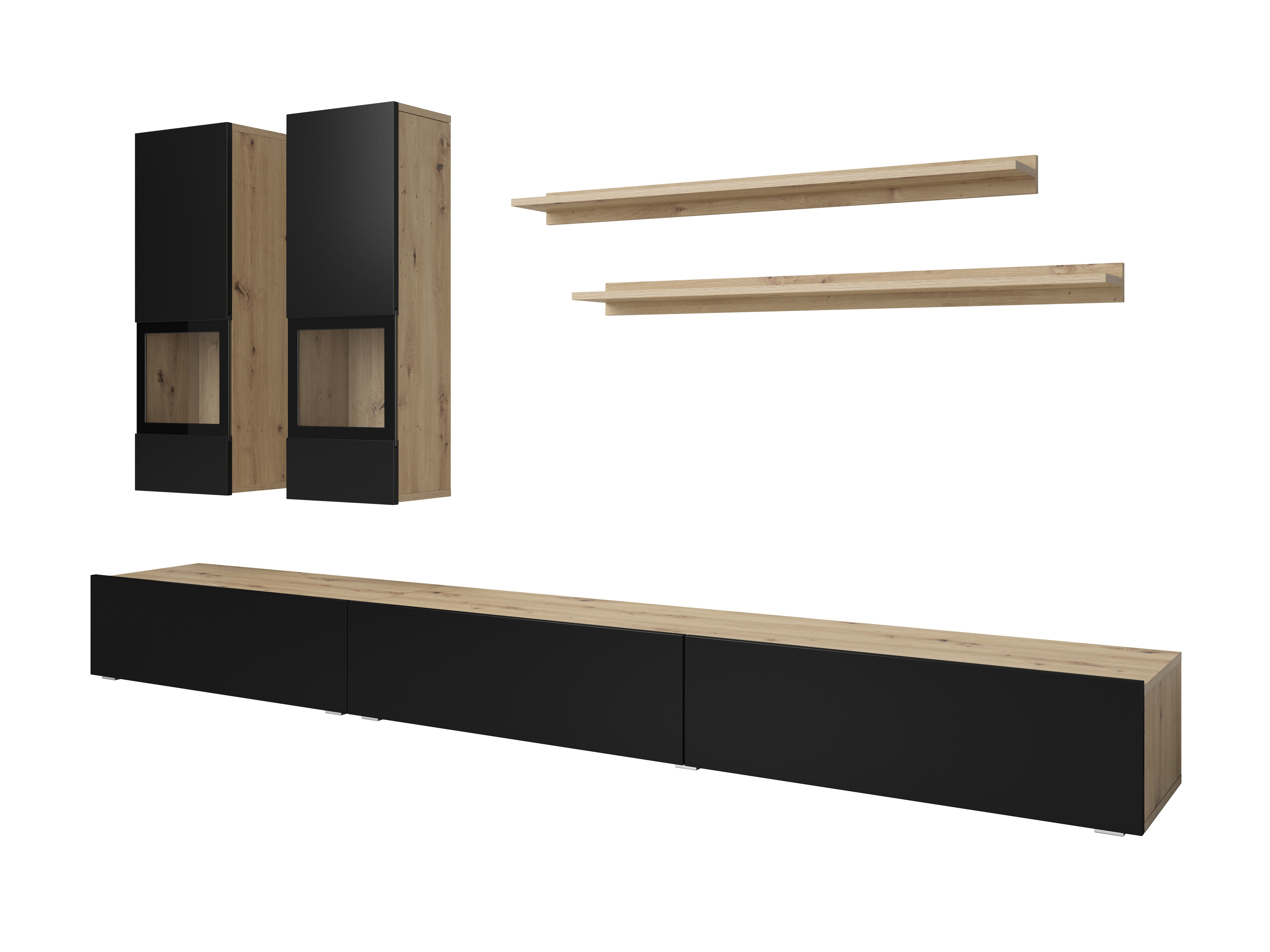 Wohnzimmer-Set Serodeu 104 (Artisan-Eiche + Mattschwarz)