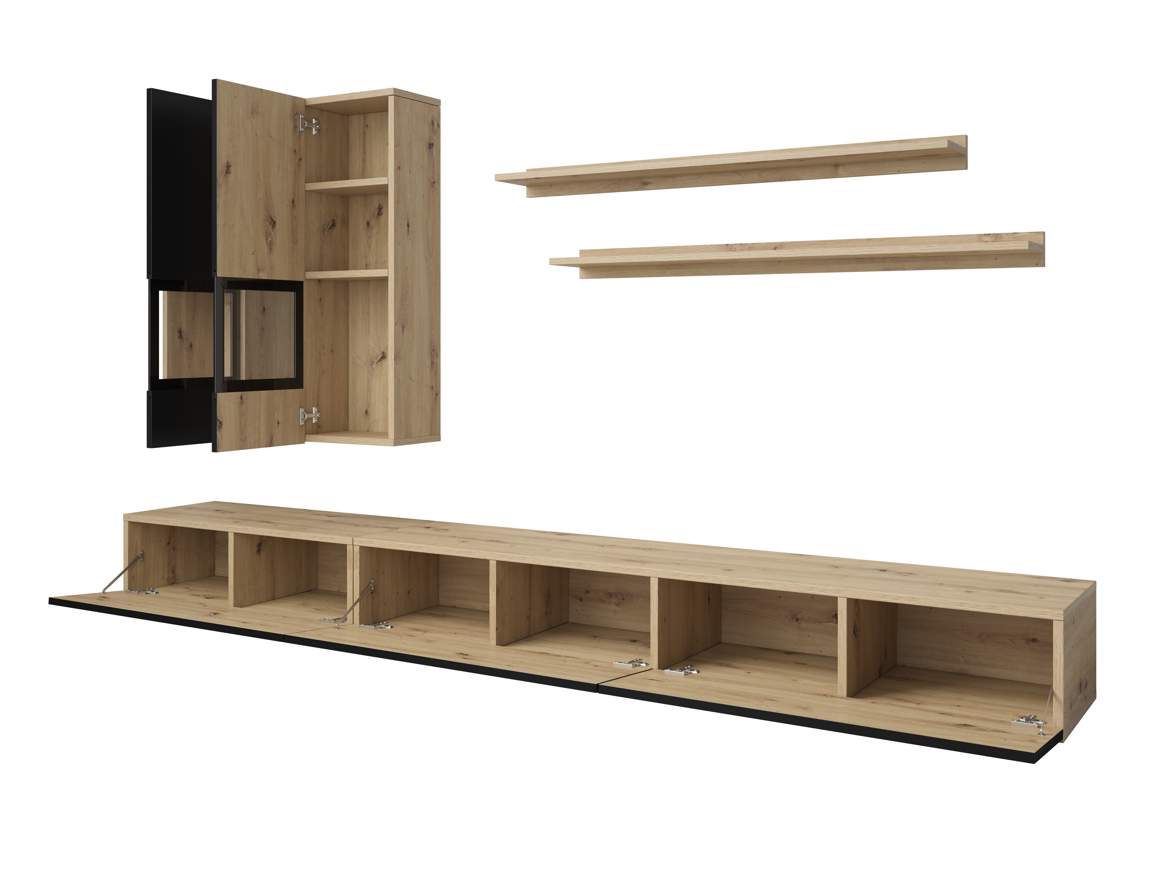 Wohnzimmer-Set Serodeu 104 (Artisan-Eiche + Mattschwarz)