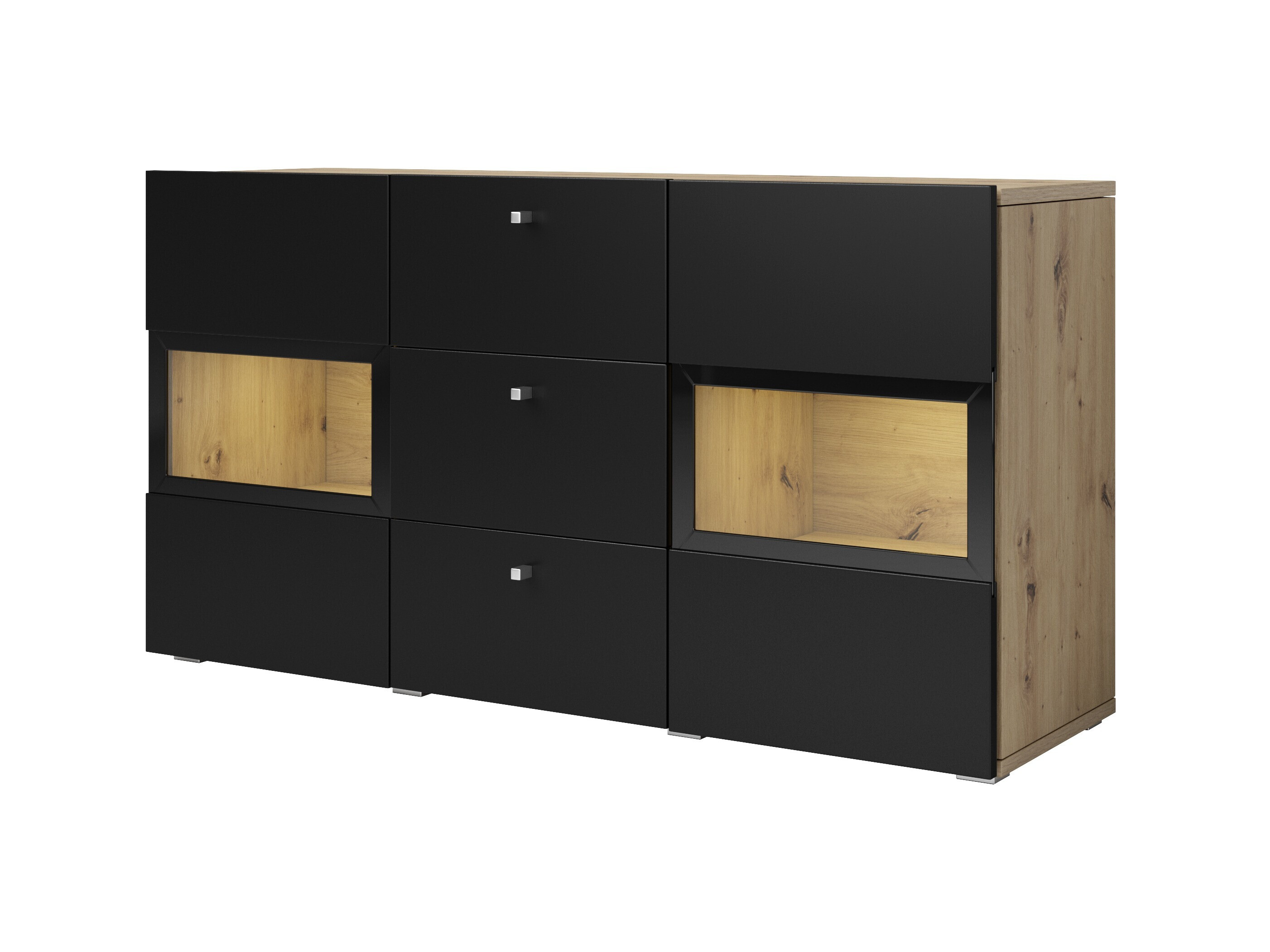 Wohnzimmer-Set Serodeu 104 (Artisan-Eiche + Mattschwarz)