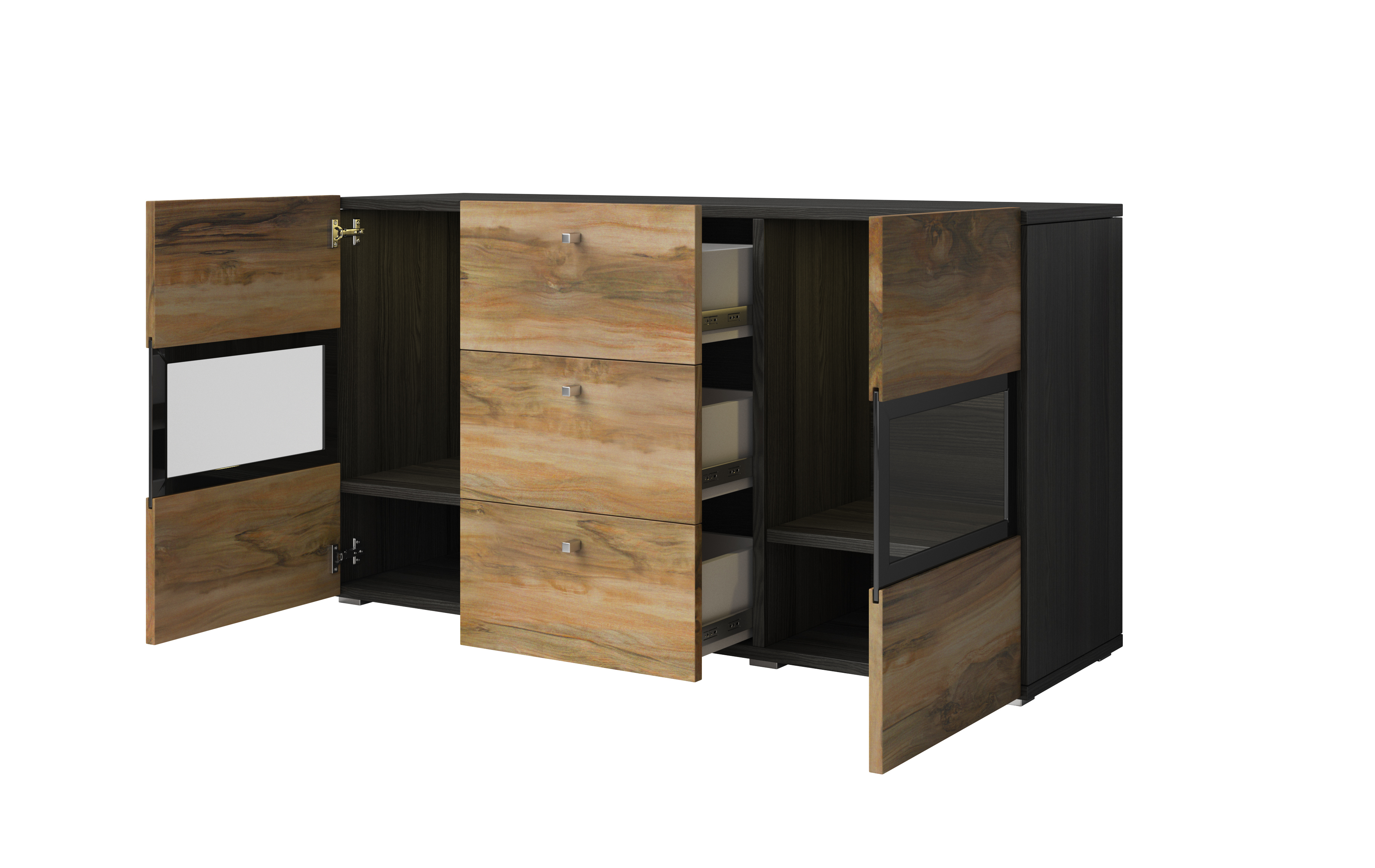 Wohnzimmer-Set Serodeu 104 (Walnussholzoptik + Dunkelbraun)