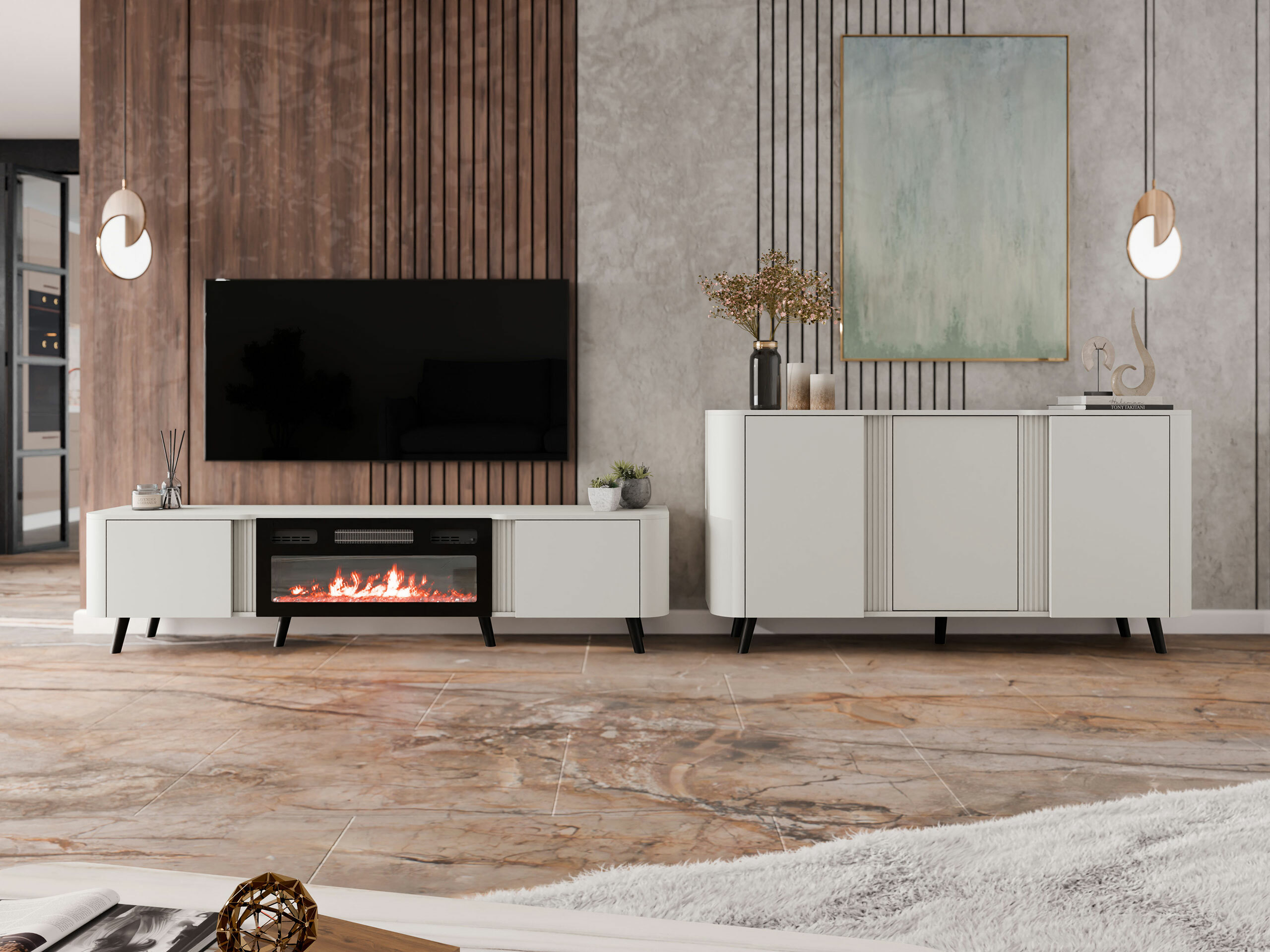 Wohnzimmer-Sets Charlotte 204 (Kaschmir + Schwarz)