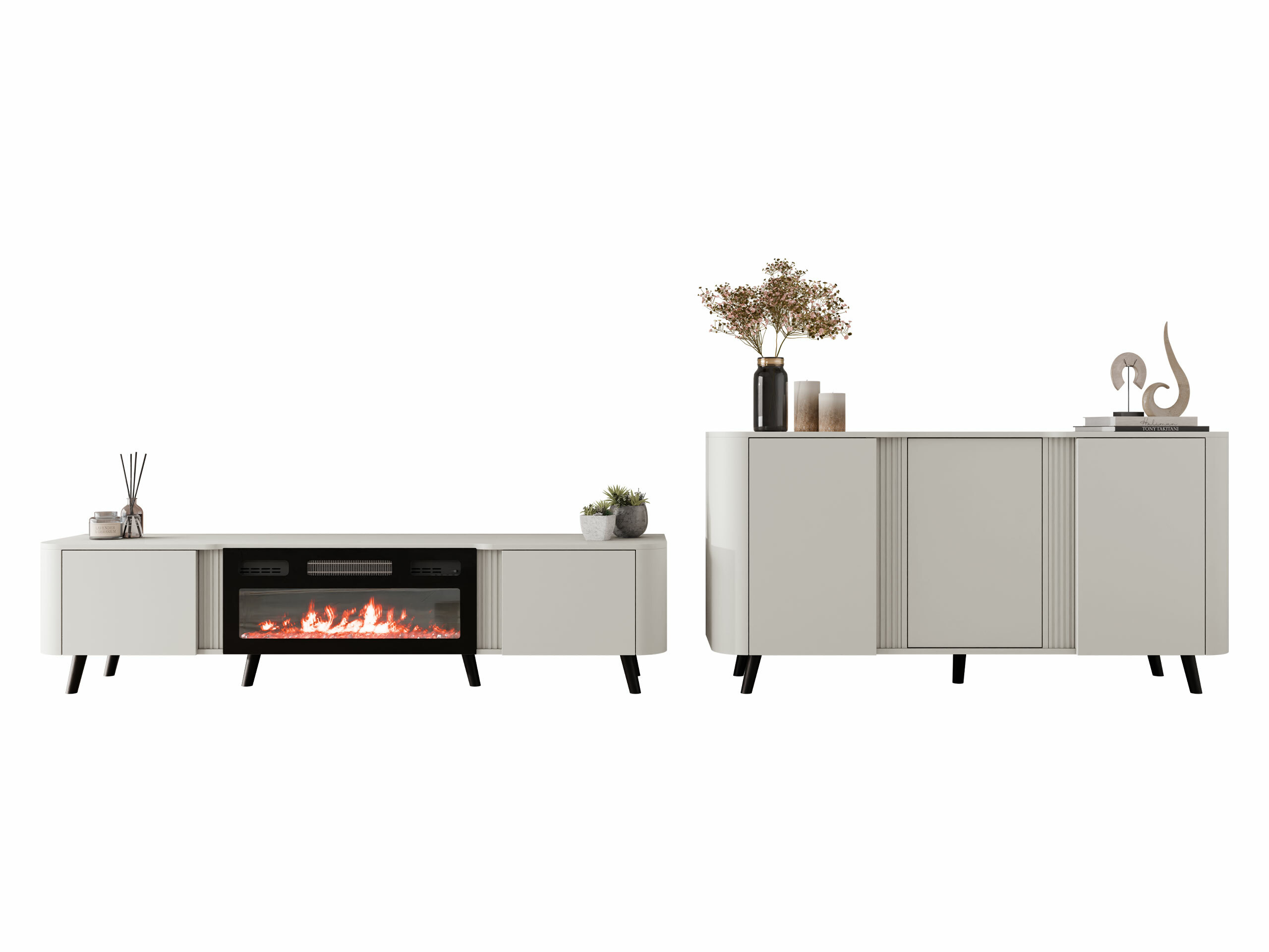 Wohnzimmer-Sets Charlotte 204 (Kaschmir + Schwarz)