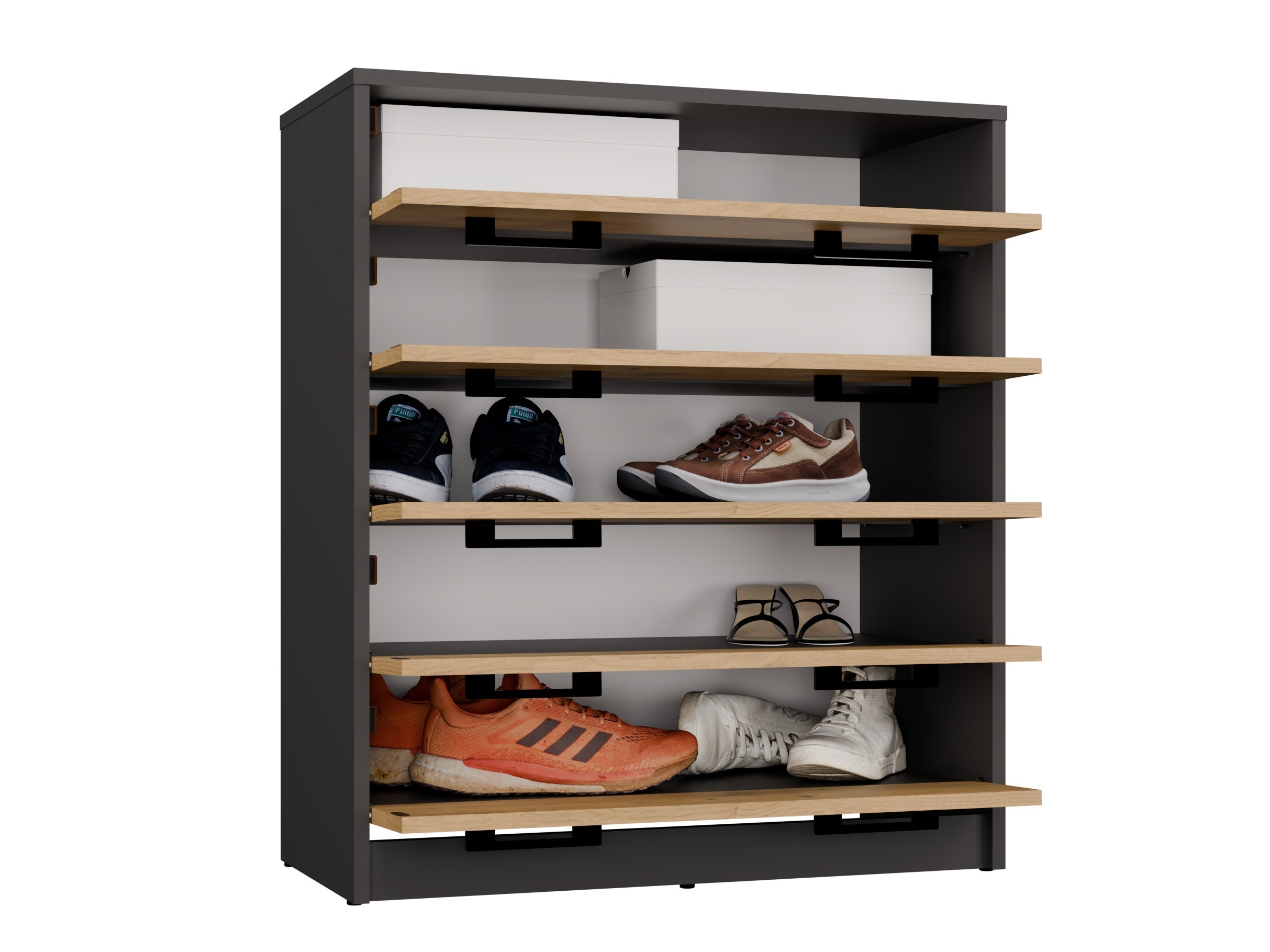 Schuhschrank Mandeville 372 (Artisan Eichenholzoptik + Anthrazit)