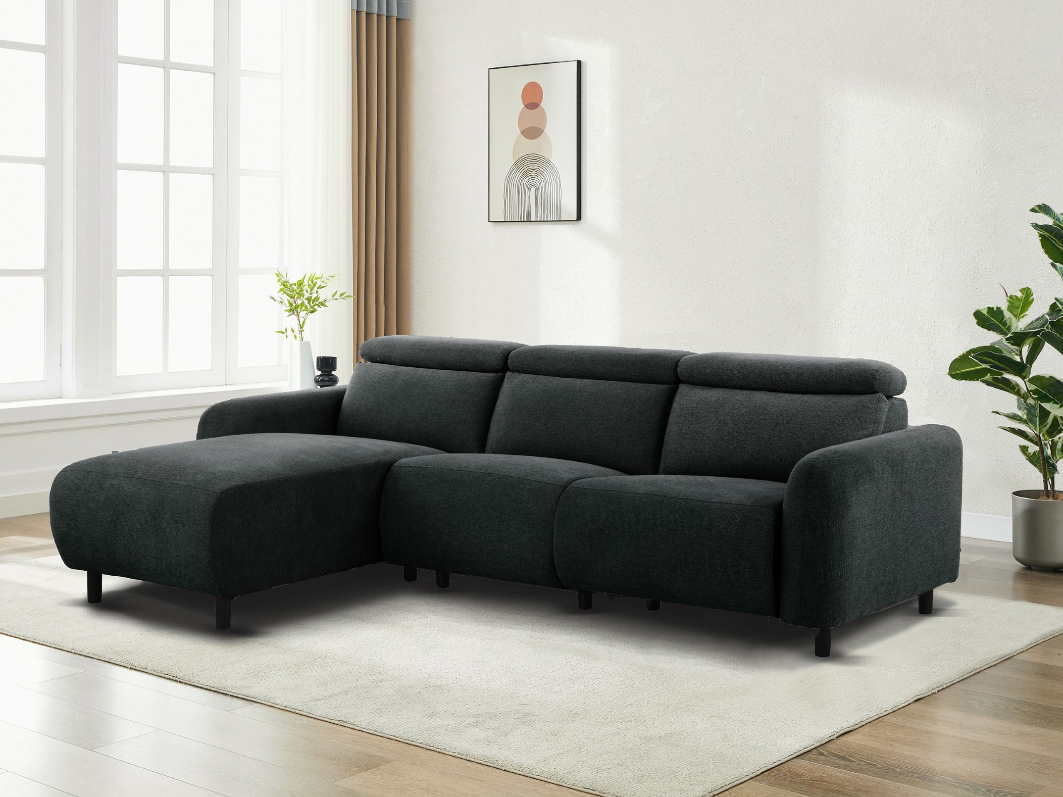 Ecksofa Liegesessel Denton 1509 (Dunkelgrau)