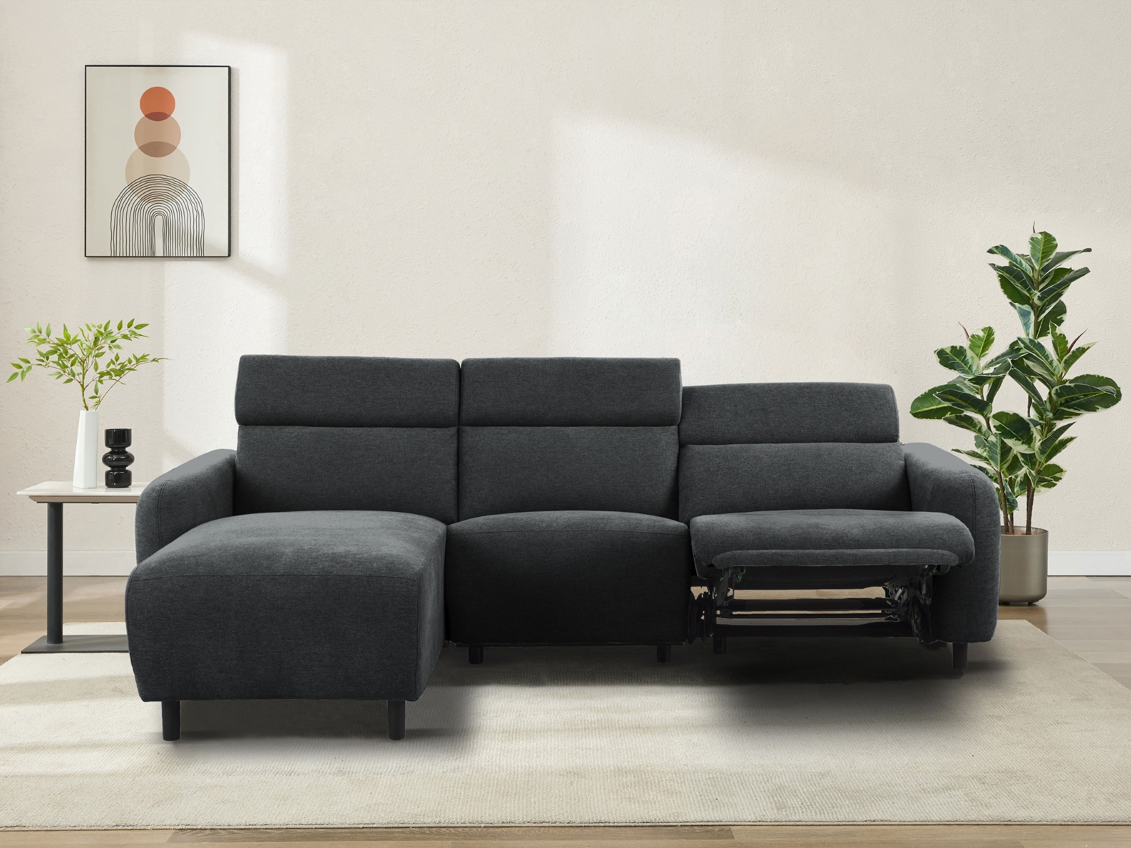 Ecksofa Liegesessel Denton 1509 (Dunkelgrau)