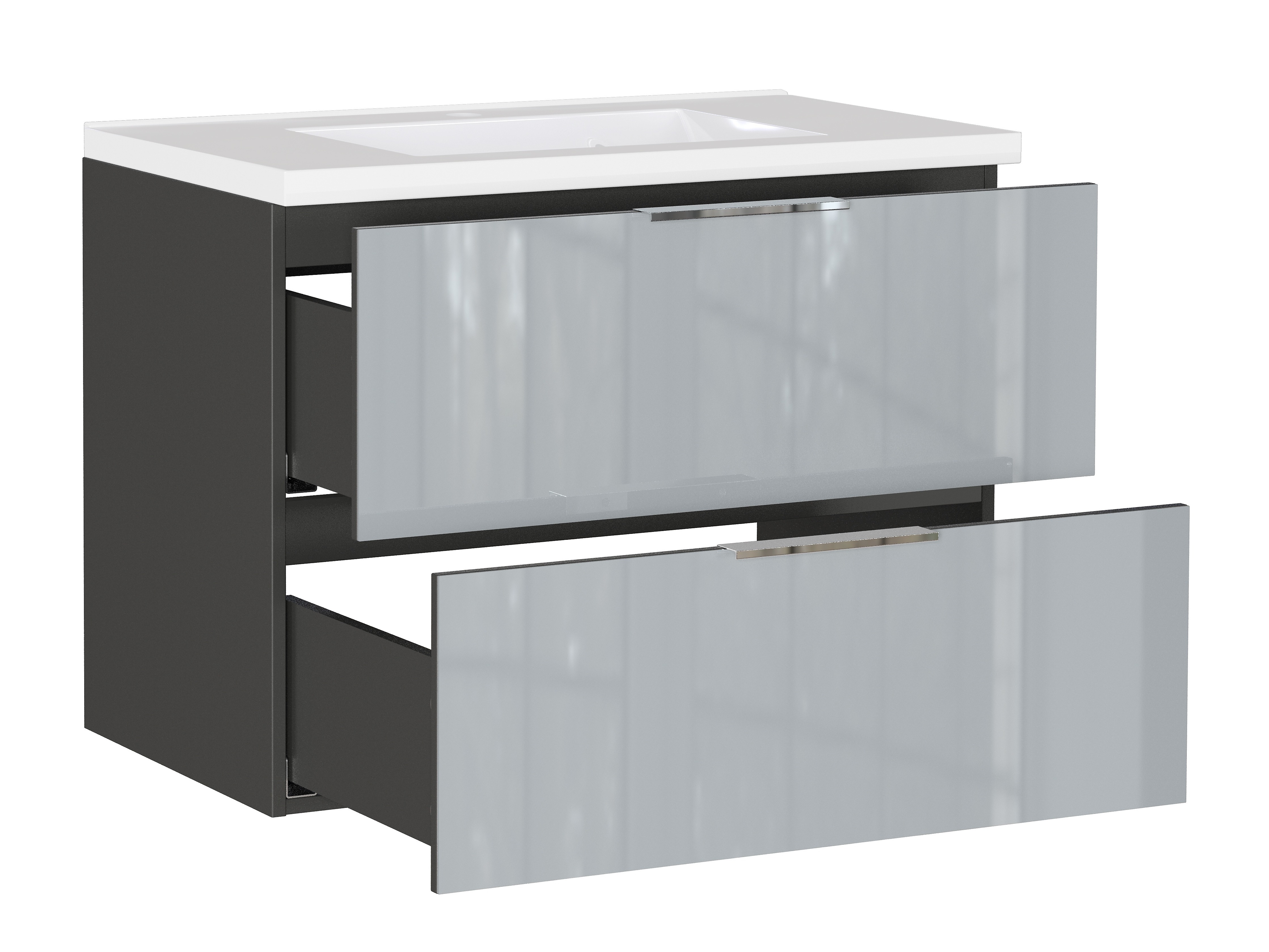 Hängeschrank für Waschbecken Sacramento 526 (Grau glänzend)