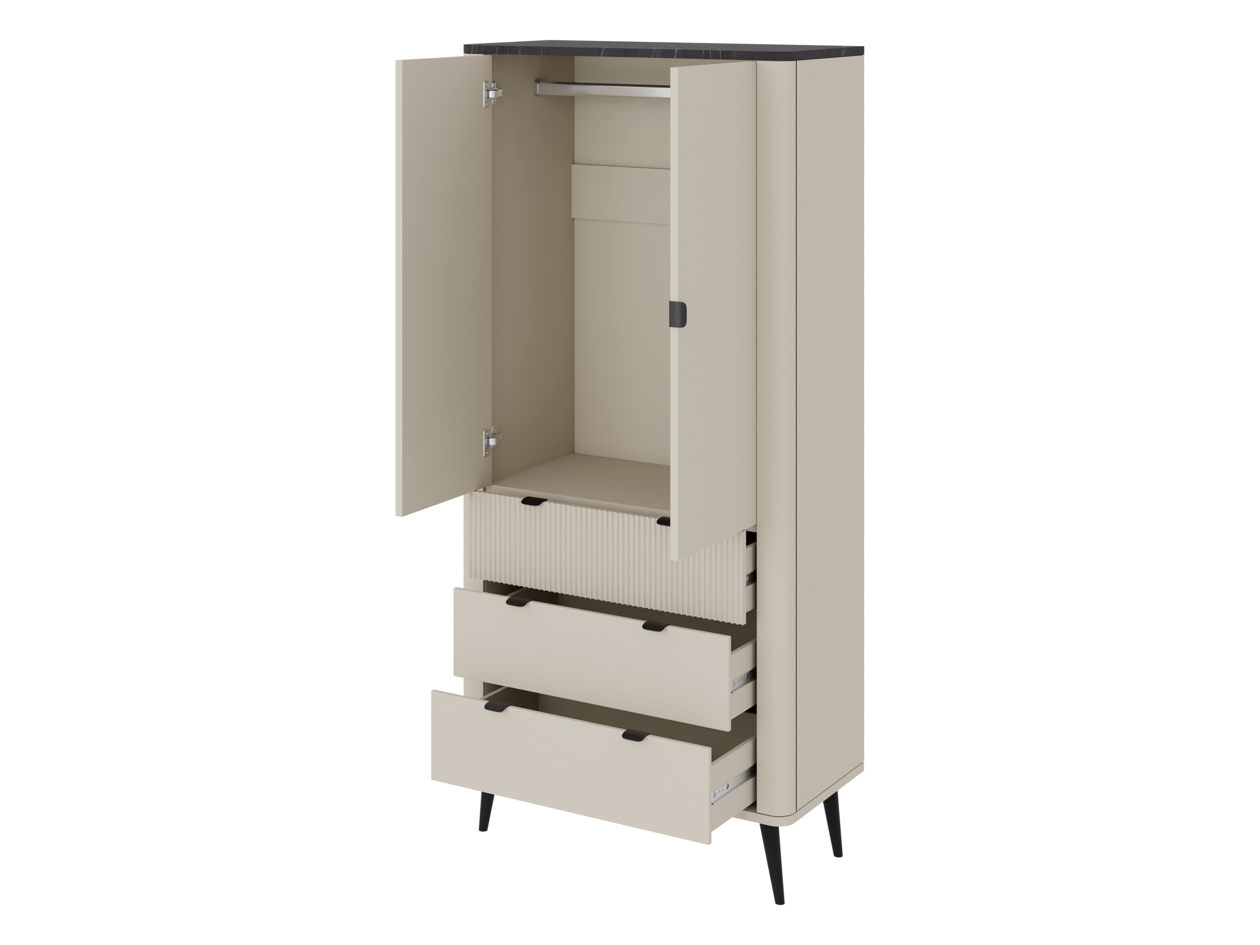 Kleiderschrank Lufela 100 (Kaschmir + Walnussholzoptik)