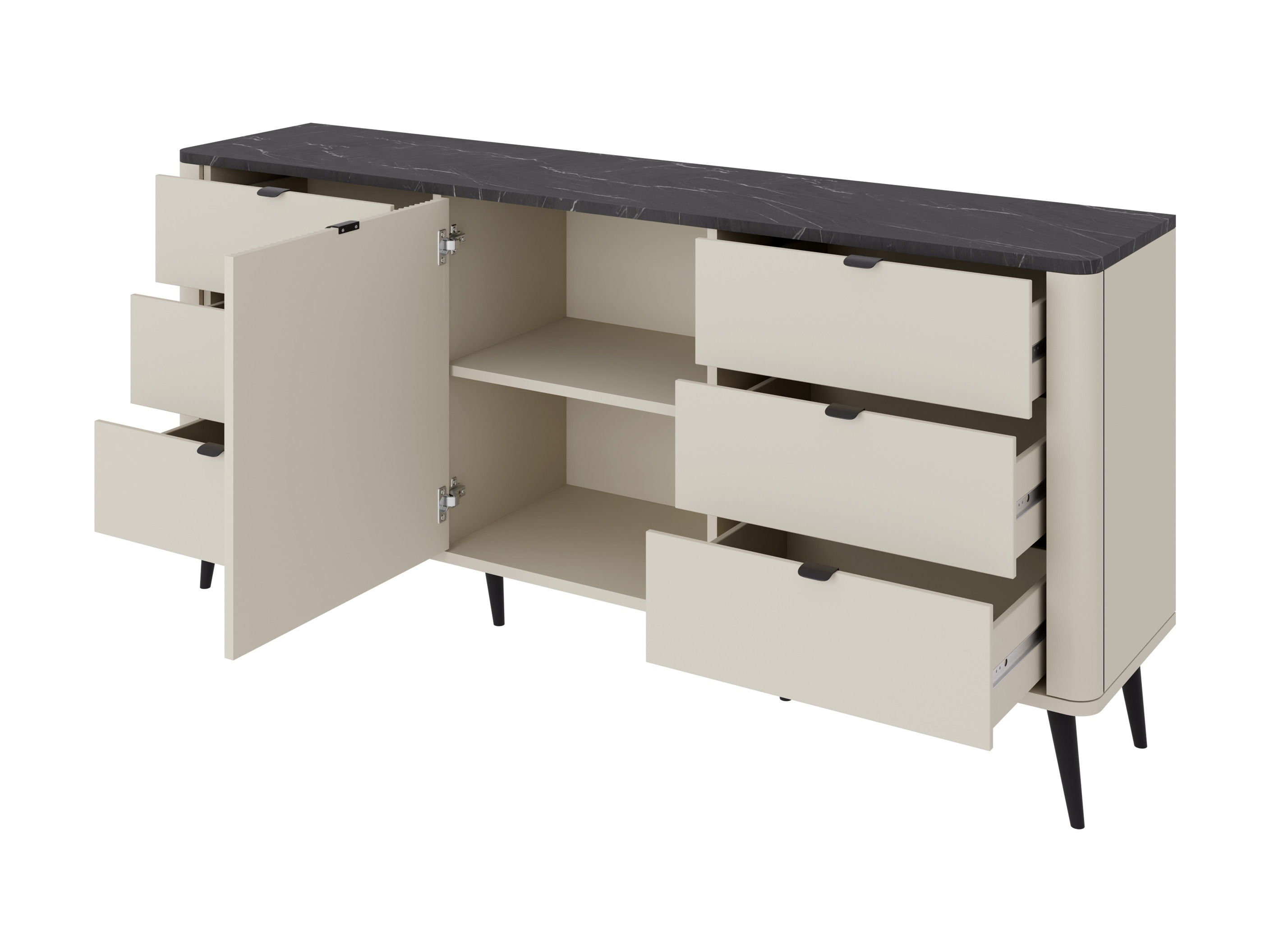 Kommoden Lufela 107 (Kaschmir + Walnussholzoptik)