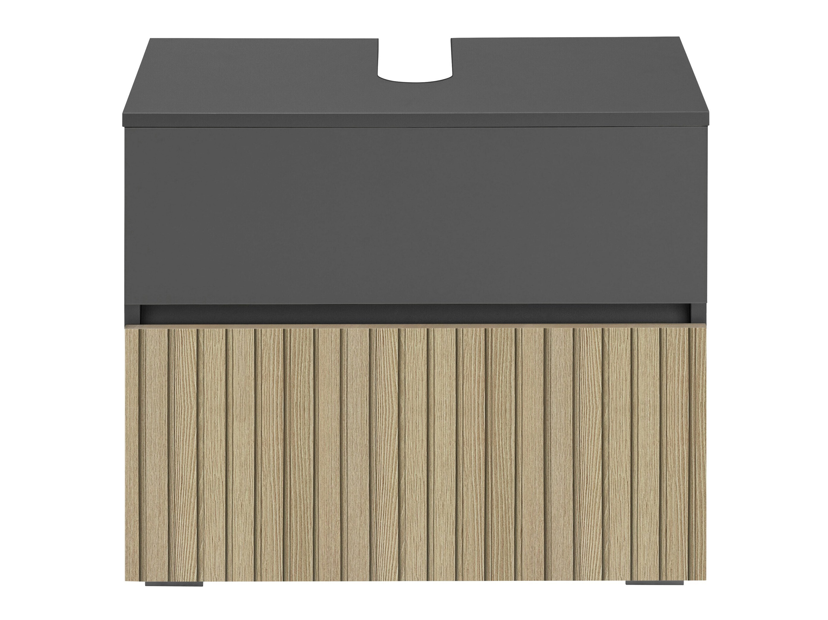 Stehender Badezimmerschrank für ein Waschbecken Soncamu 110 (Anthrazit + Eichenholzoptik hell)