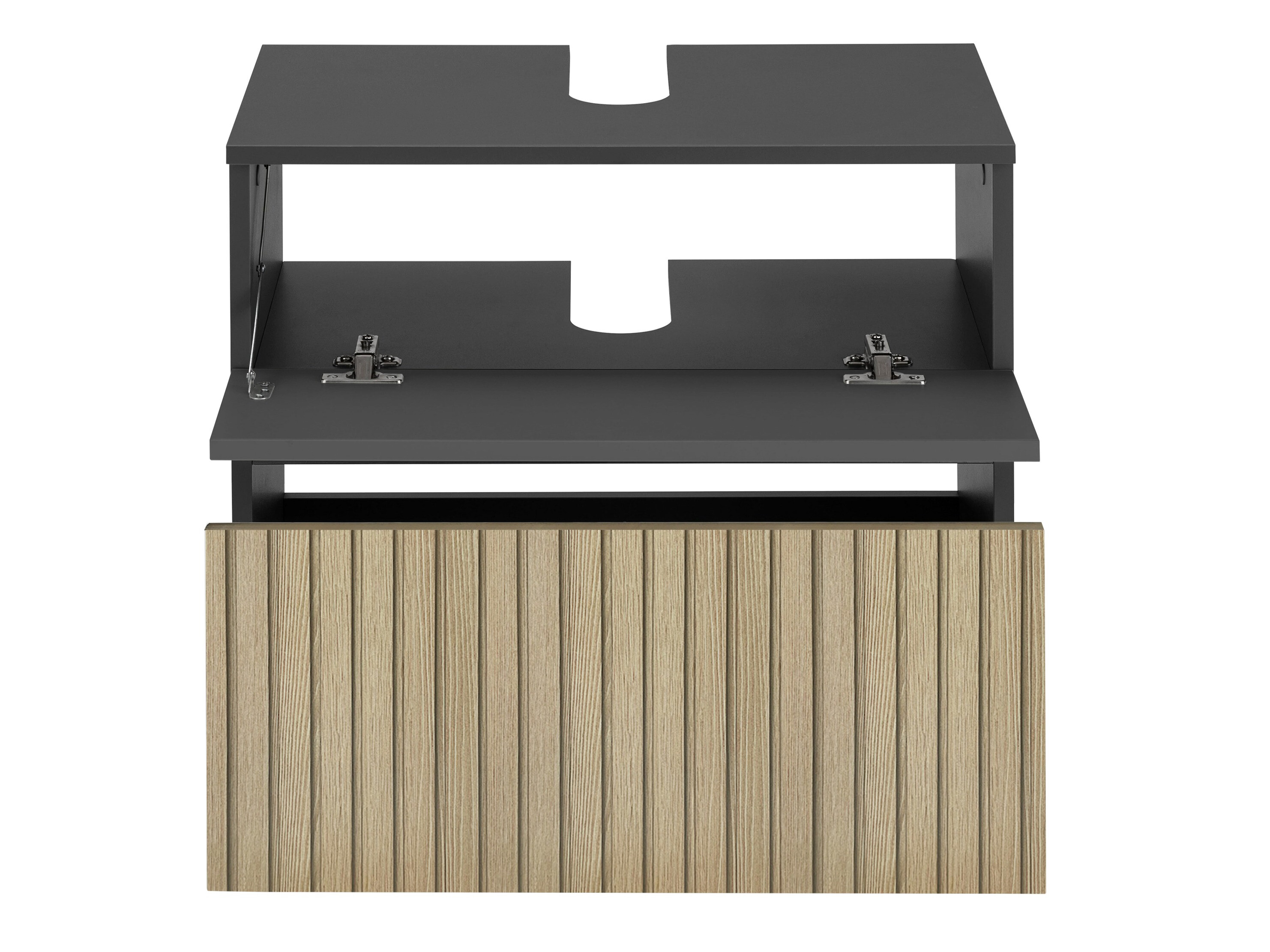 Stehender Badezimmerschrank für ein Waschbecken Soncamu 110 (Anthrazit + Eichenholzoptik hell)