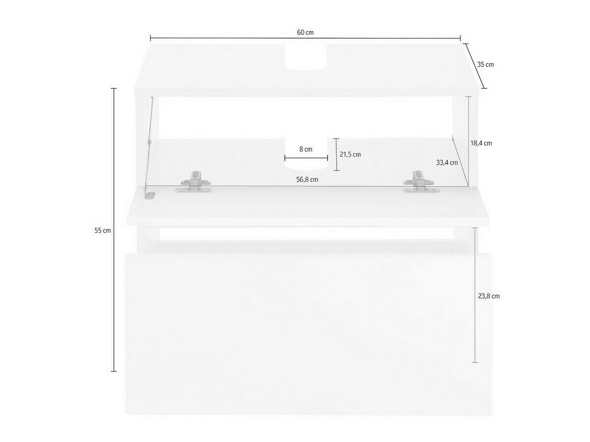 Stehender Badezimmerschrank für ein Waschbecken Soncamu 110 (Anthrazit + Eichenholzoptik hell)